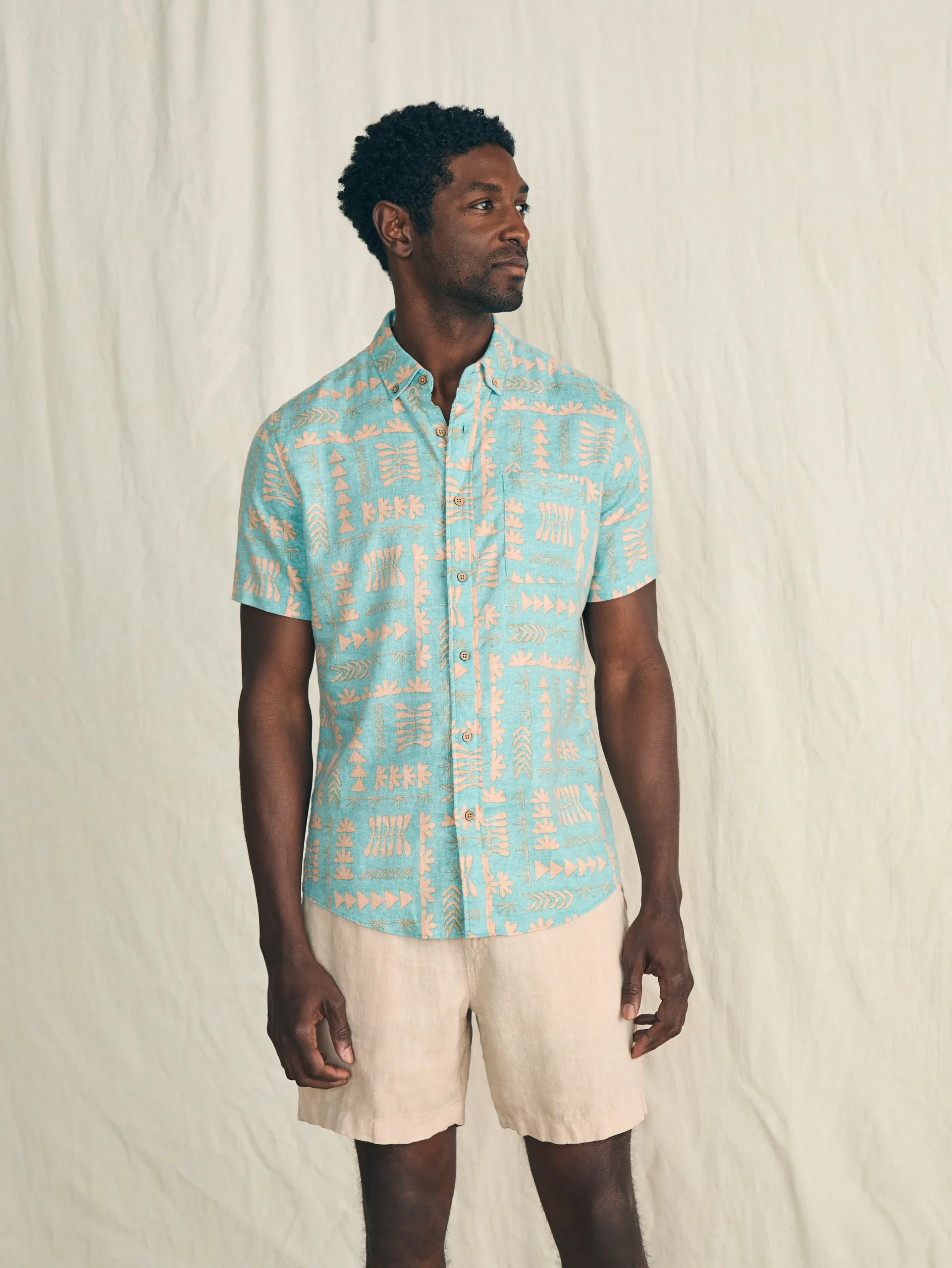 Anna Kahalekulu Short-Sleeve Breeze Shirt -*Faherty Brand New