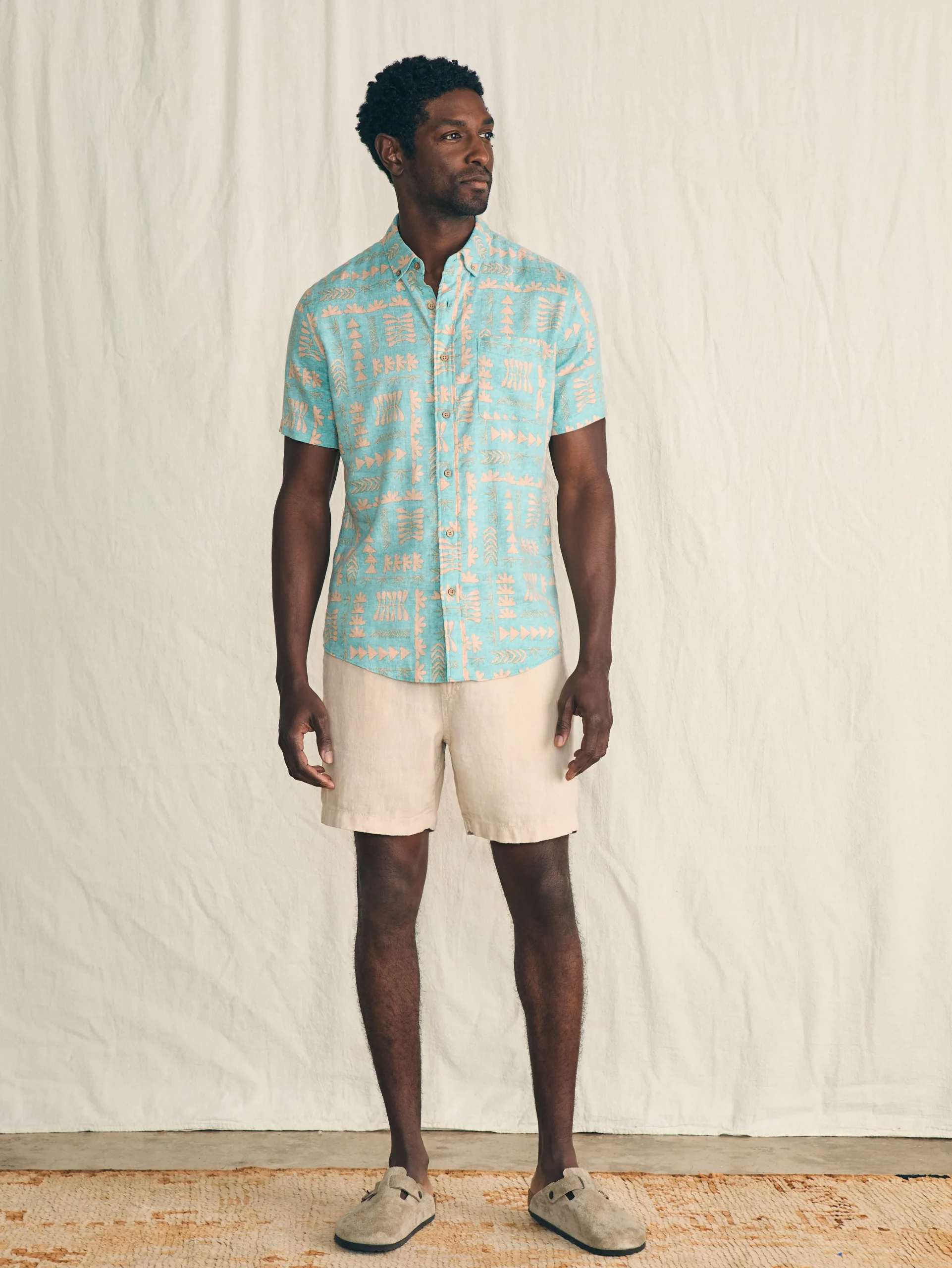 Anna Kahalekulu Short-Sleeve Breeze Shirt -*Faherty Brand New