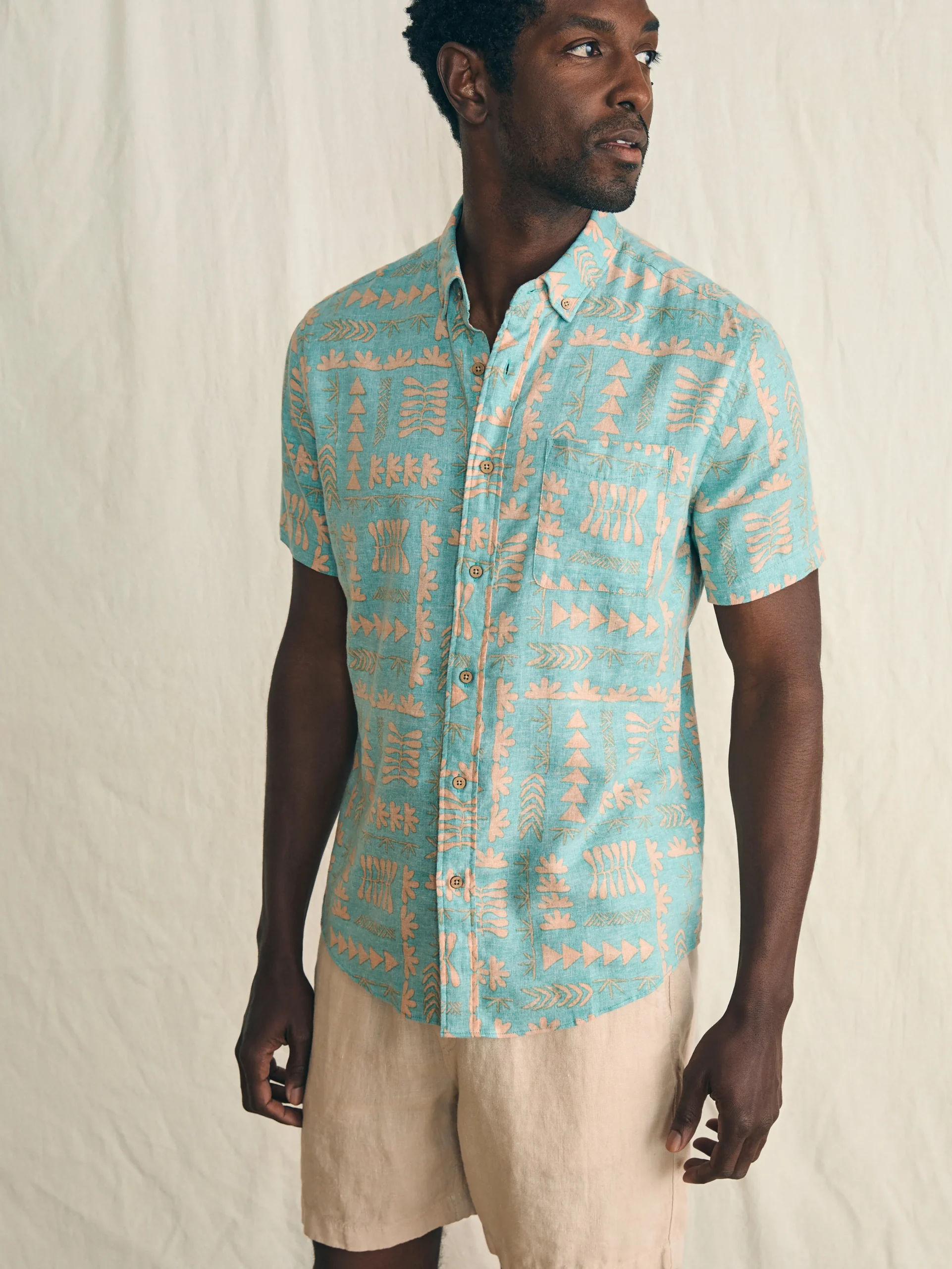 Anna Kahalekulu Short-Sleeve Breeze Shirt -*Faherty Brand New