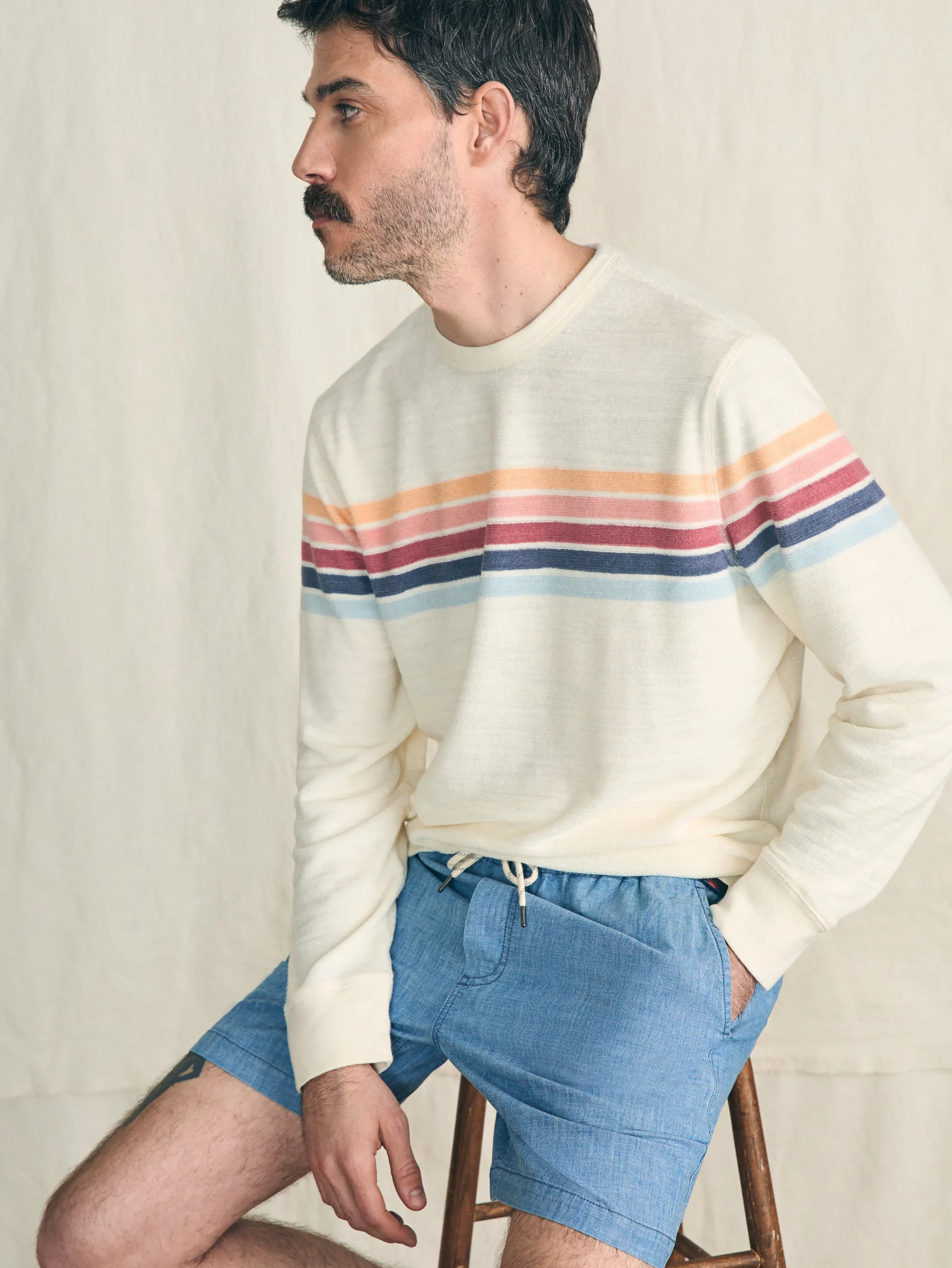 Cabana Towel Terry Crewneck -*Faherty Brand Clearance