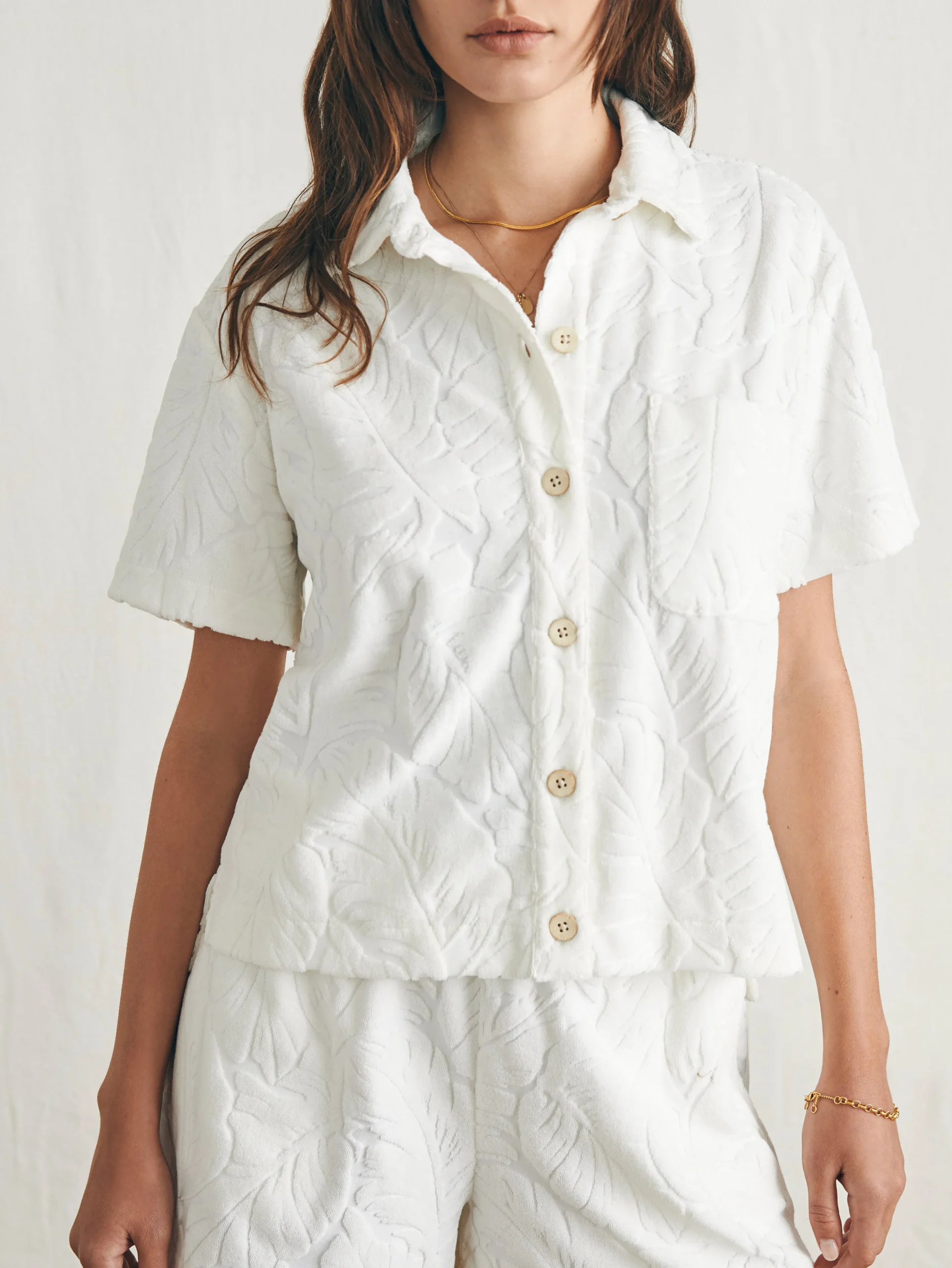 Cabana Towel Terry Short Sleeve Button Up -*Faherty Brand Hot