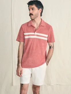 Cabana Towel Terry Surf Stripe Polo Shirt -*Faherty Brand New
