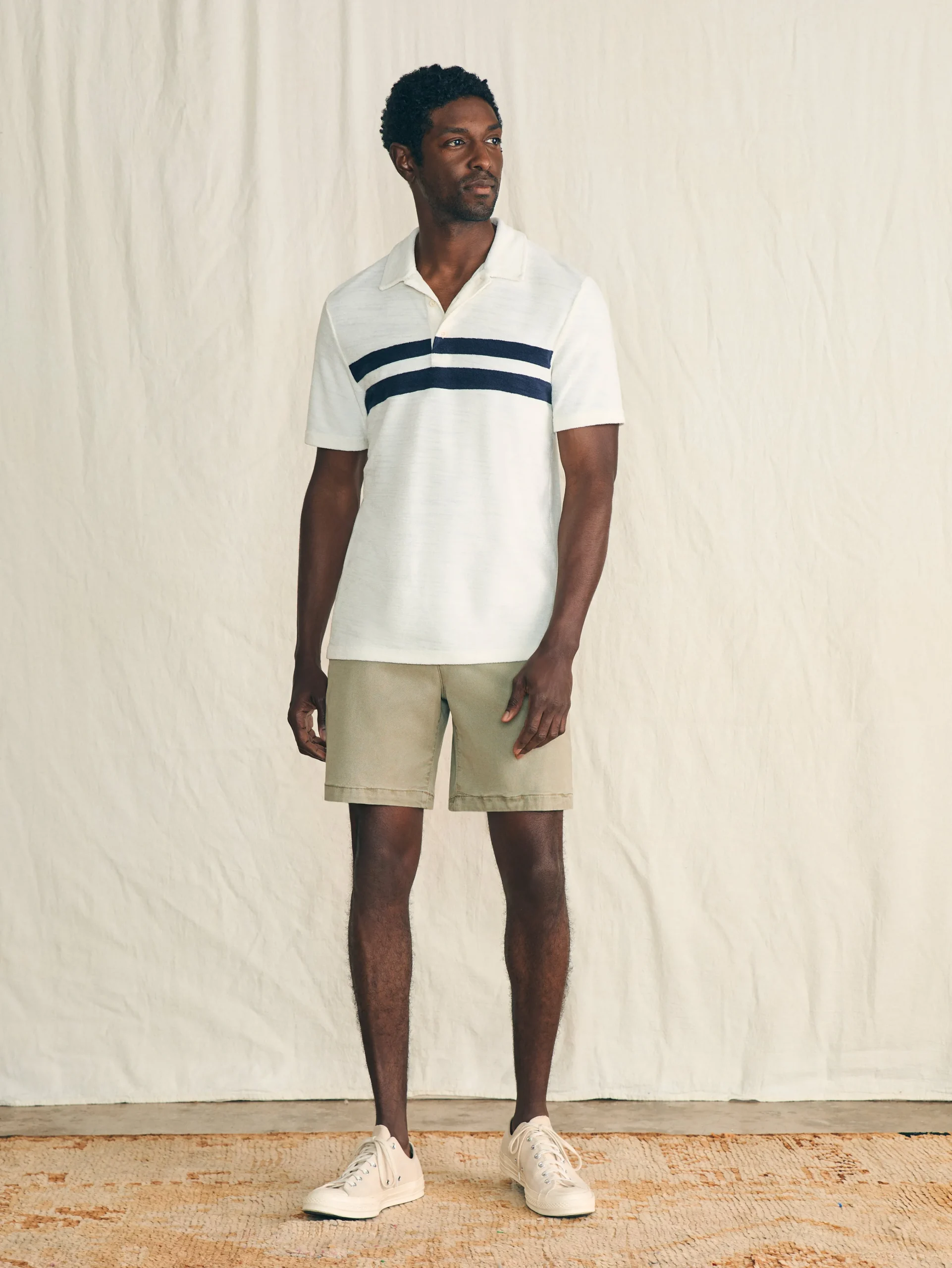 Cabana Towel Terry Surf Stripe Polo Shirt -*Faherty Brand Hot