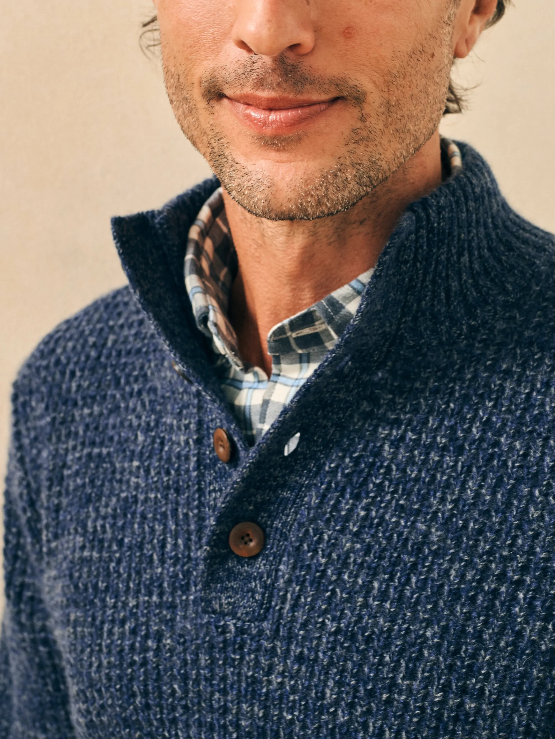 Cashmere Wool Quarter Button Sweater -*Faherty Brand Clearance