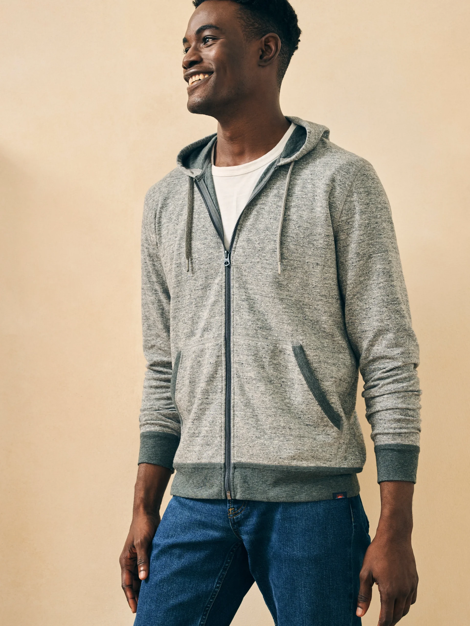 Double Knit Zip Hoodie -*Faherty Brand