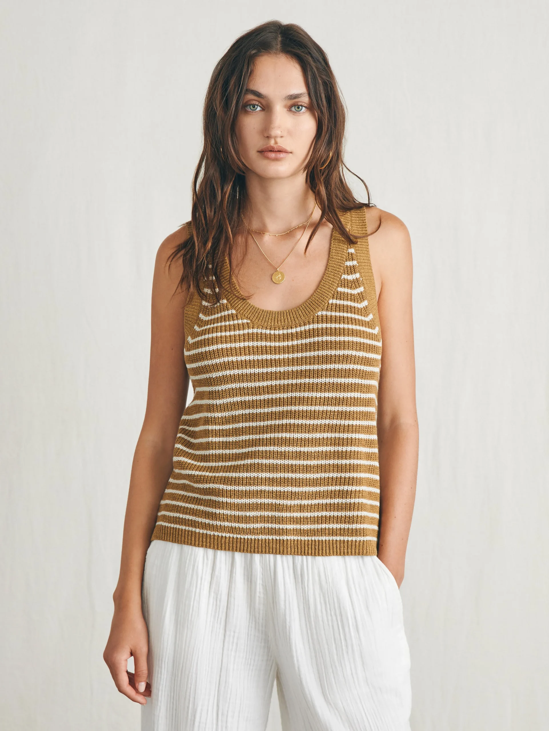 Miramar Linen Scoop Neck Tank -*Faherty Brand Hot