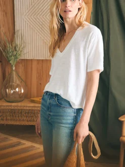 Oceanside Linen V-Neck Tee -*Faherty Brand Hot