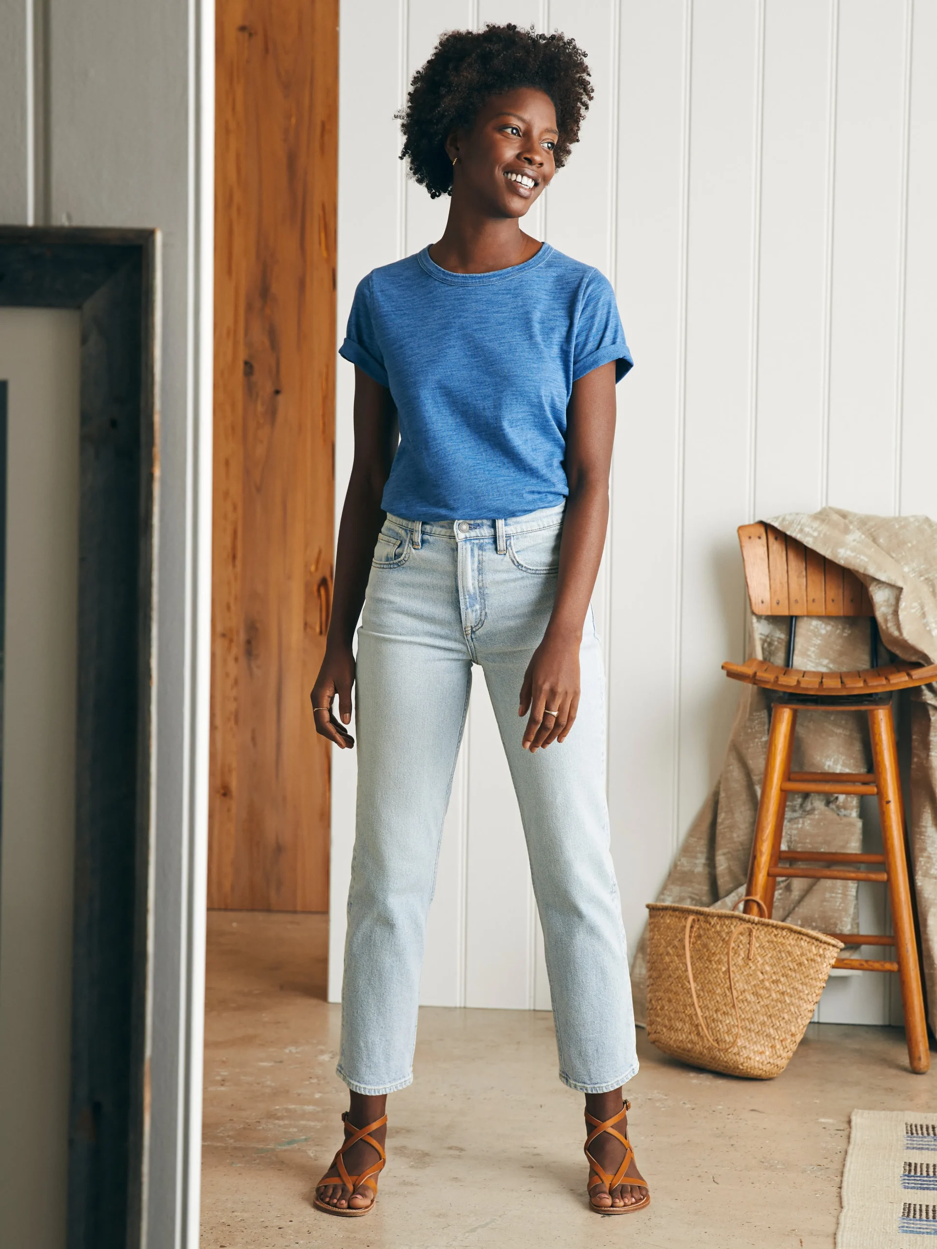 Organic Cotton Slim Straight Ankle Denim -*Faherty Brand Sale