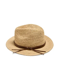 Raffia Trim Crochet Fedora -*Faherty Brand Sale