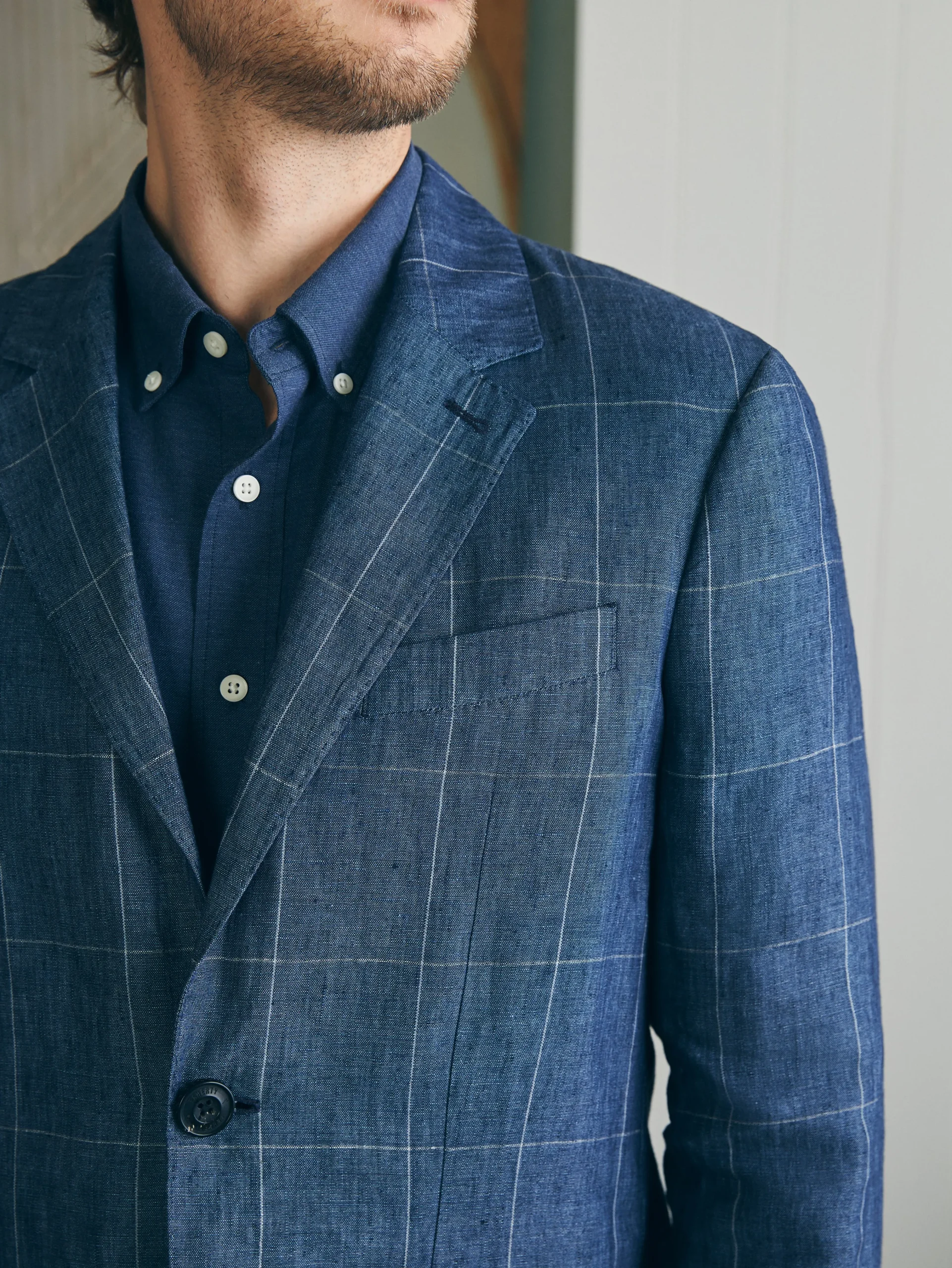 Reserve Linen Windowpane Blazer -*Faherty Brand Sale