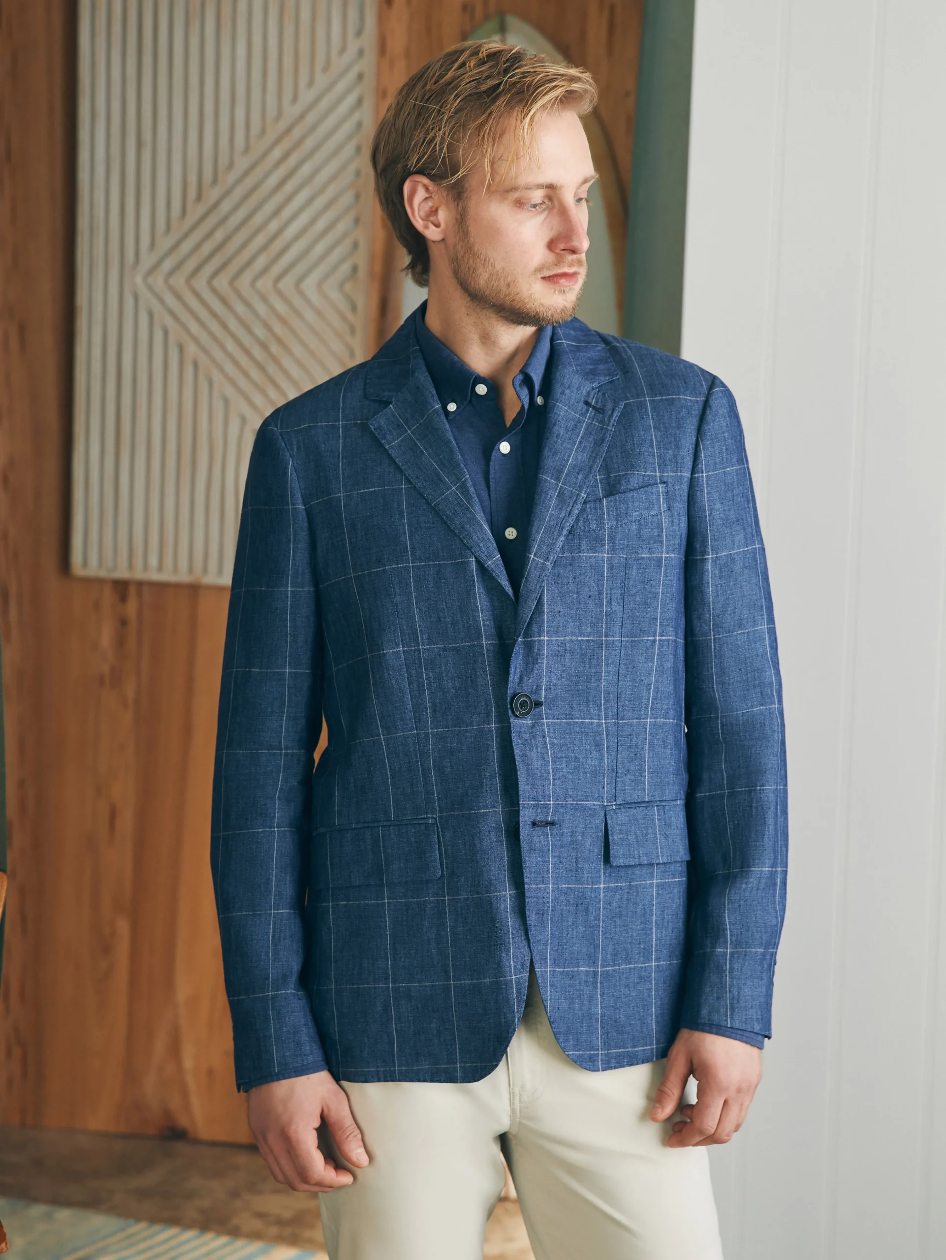 Reserve Linen Windowpane Blazer -*Faherty Brand Sale