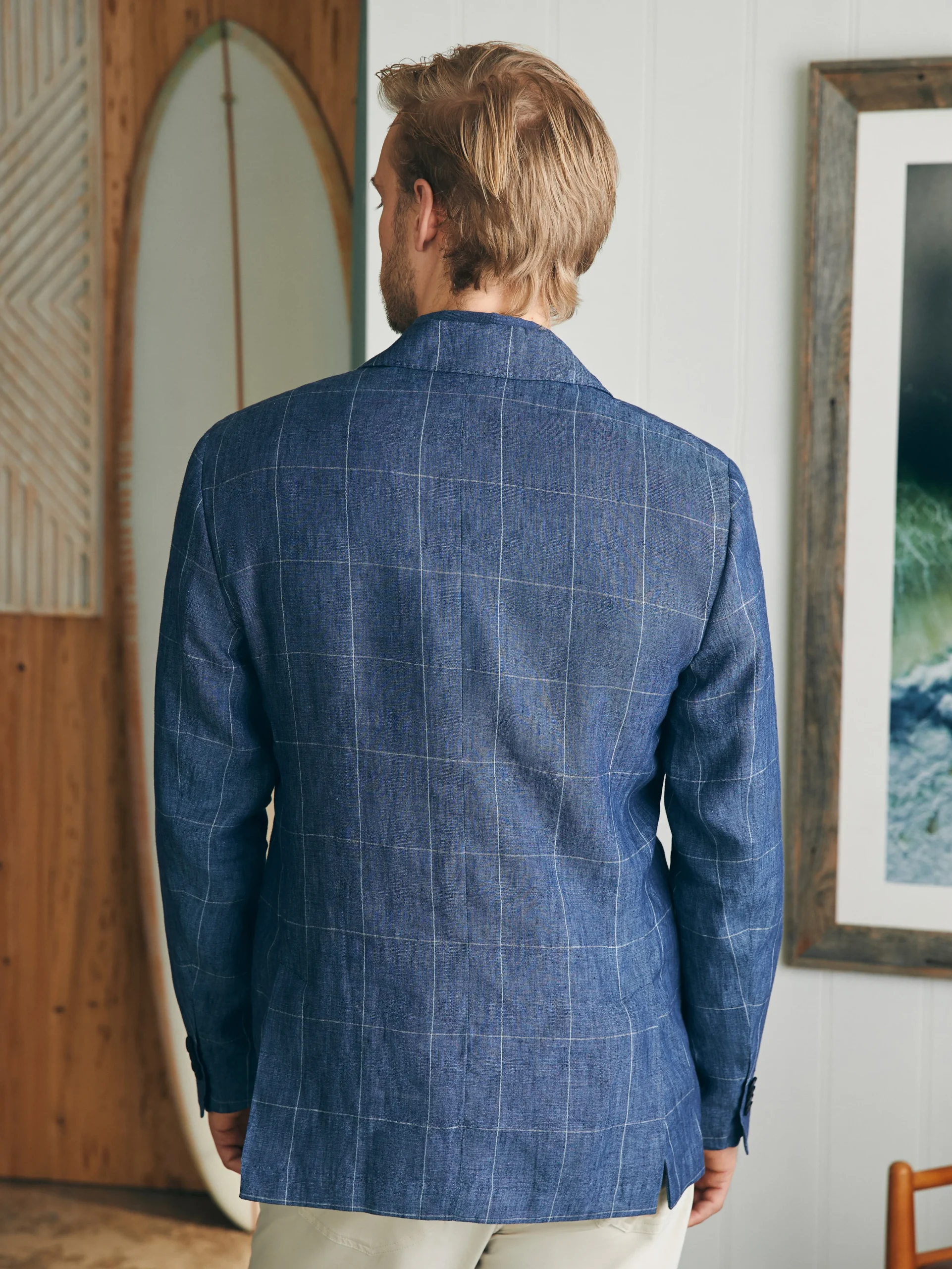 Reserve Linen Windowpane Blazer -*Faherty Brand Sale