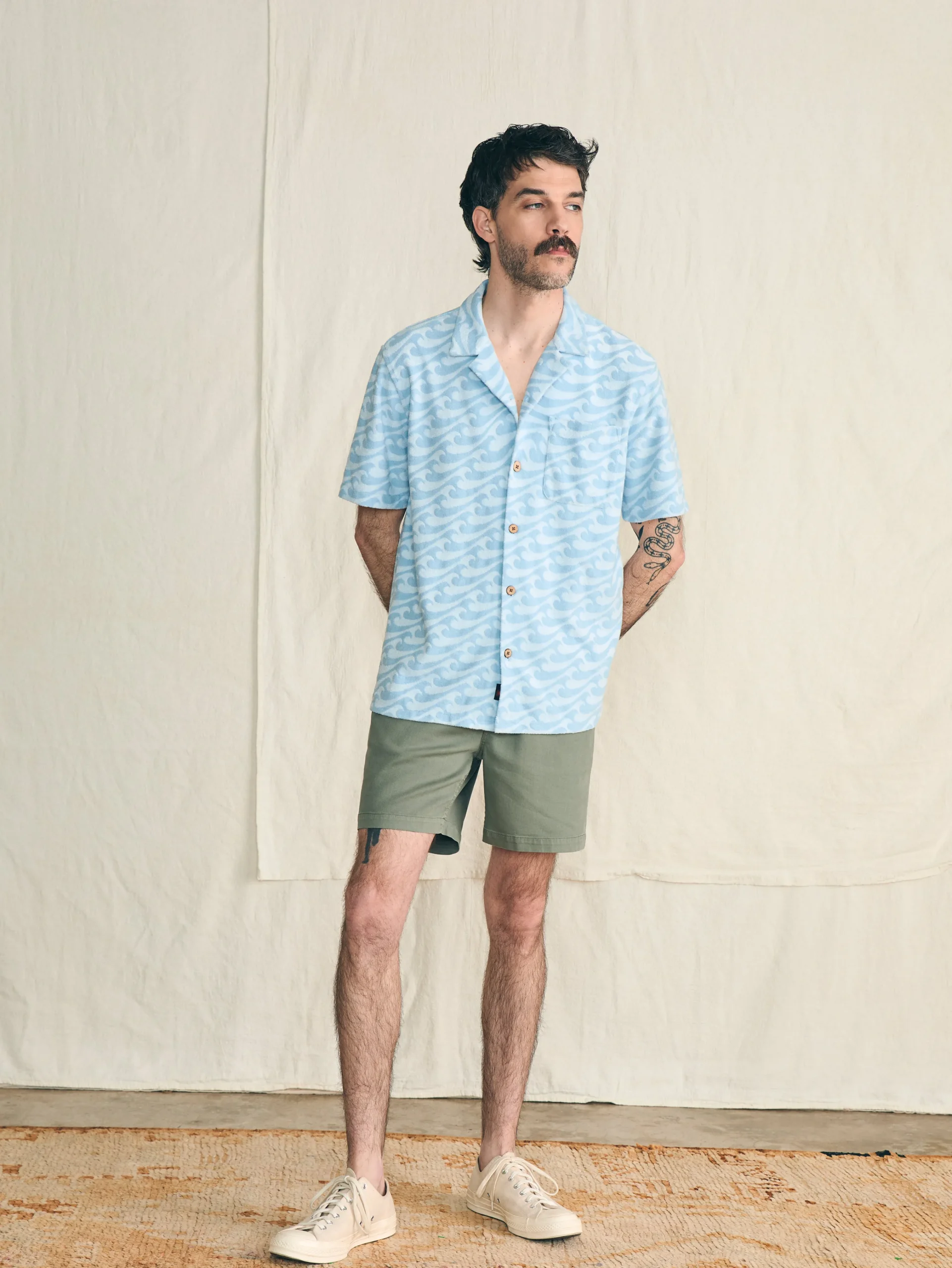 Short-Sleeve Cabana Towel Terry Shirt -*Faherty Brand Best