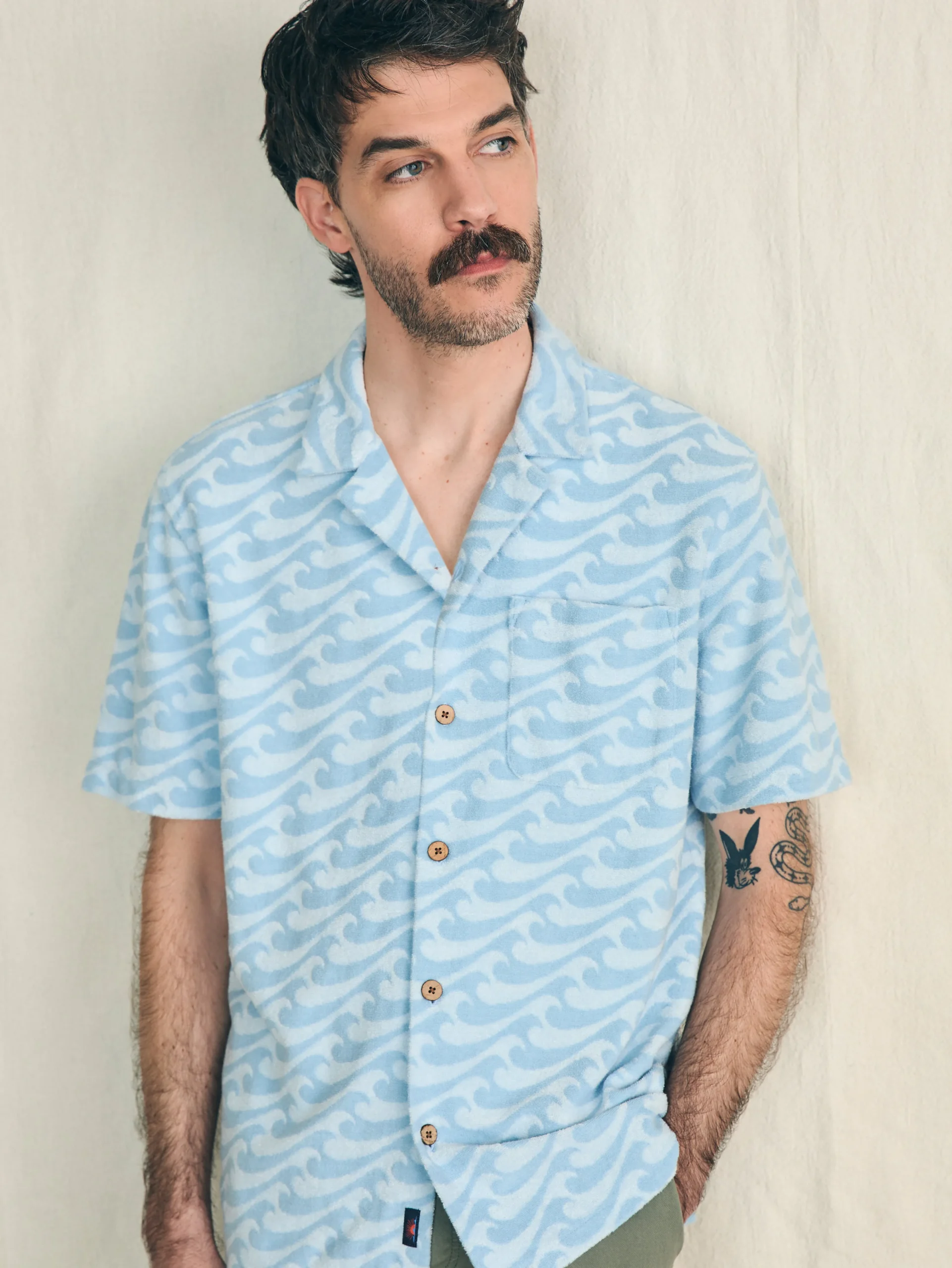Short-Sleeve Cabana Towel Terry Shirt -*Faherty Brand Best