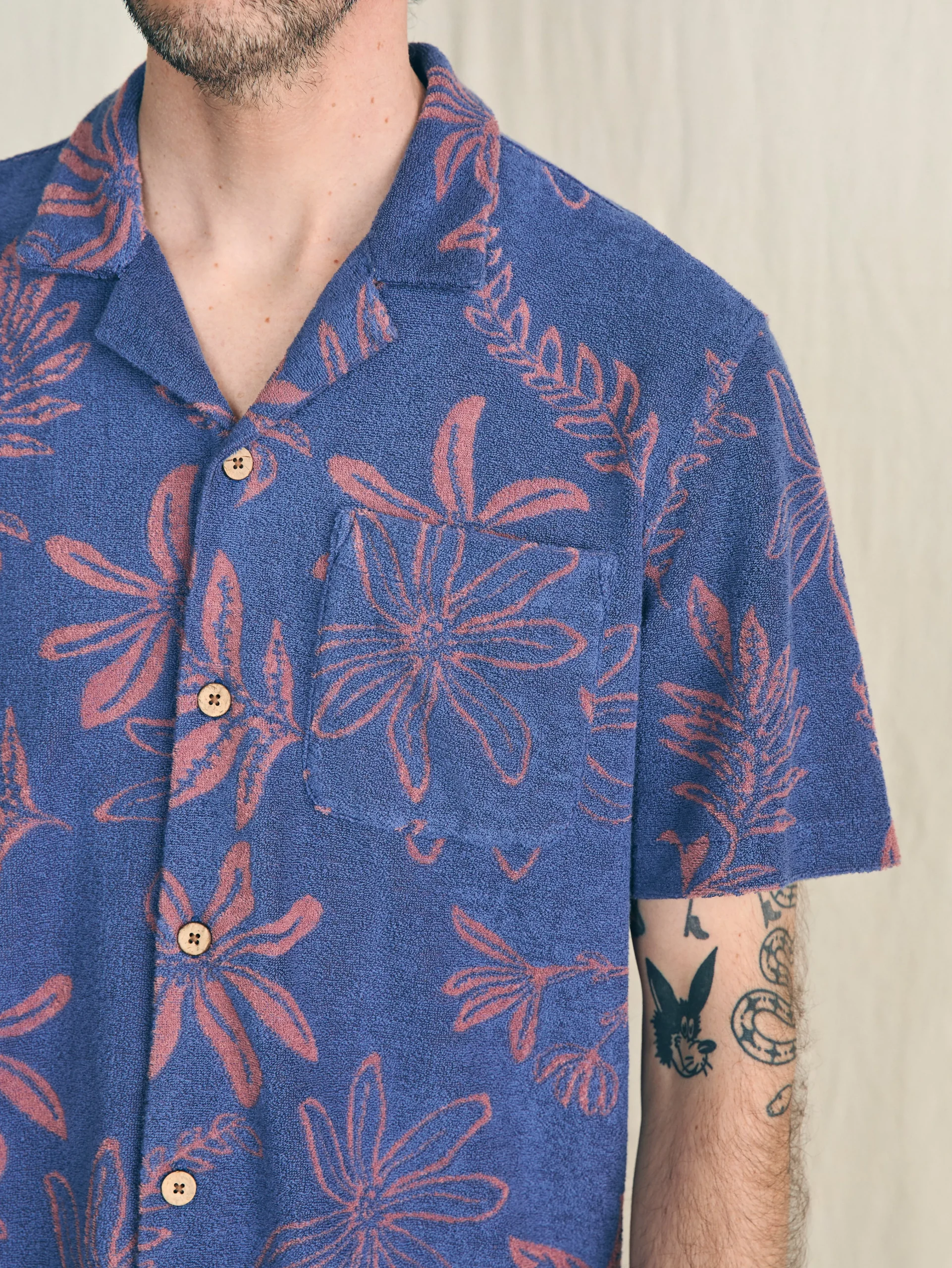 Short-Sleeve Cabana Towel Terry Shirt -*Faherty Brand