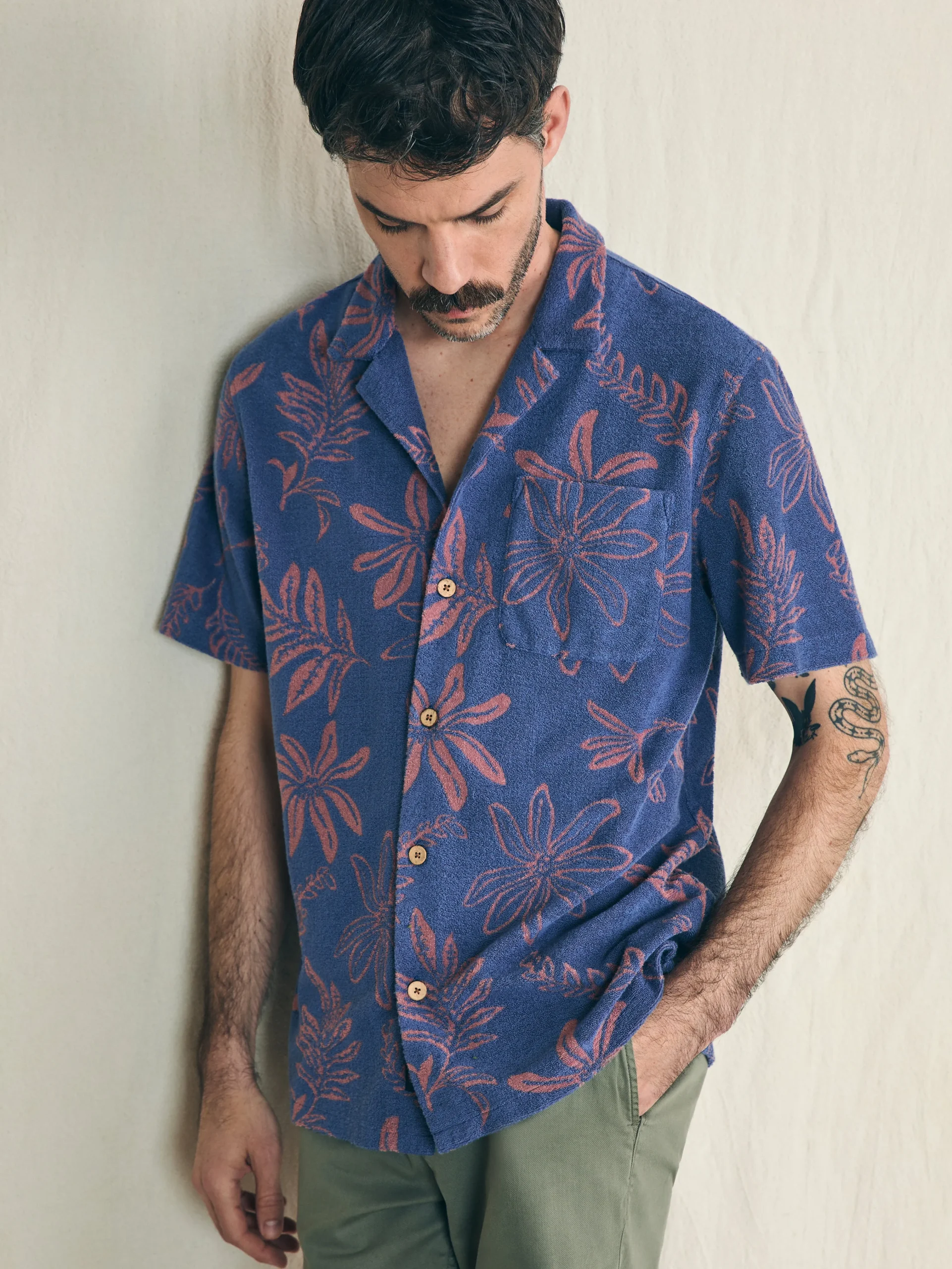 Short-Sleeve Cabana Towel Terry Shirt -*Faherty Brand
