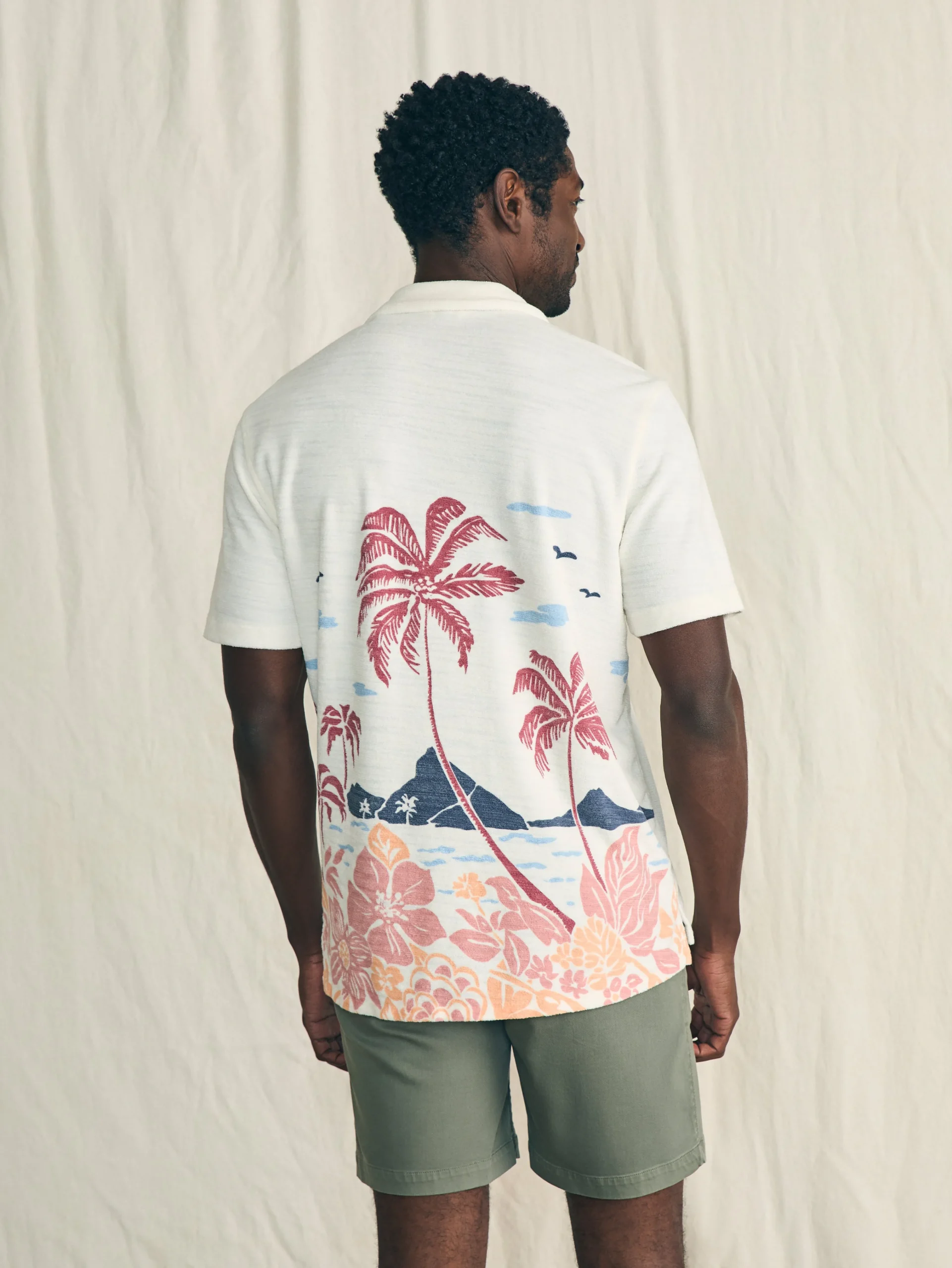 Short-Sleeve Cabana Towel Terry Shirt -*Faherty Brand New