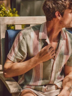 Short-Sleeve Hemp Blend Camp Shirt -*Faherty Brand Outlet