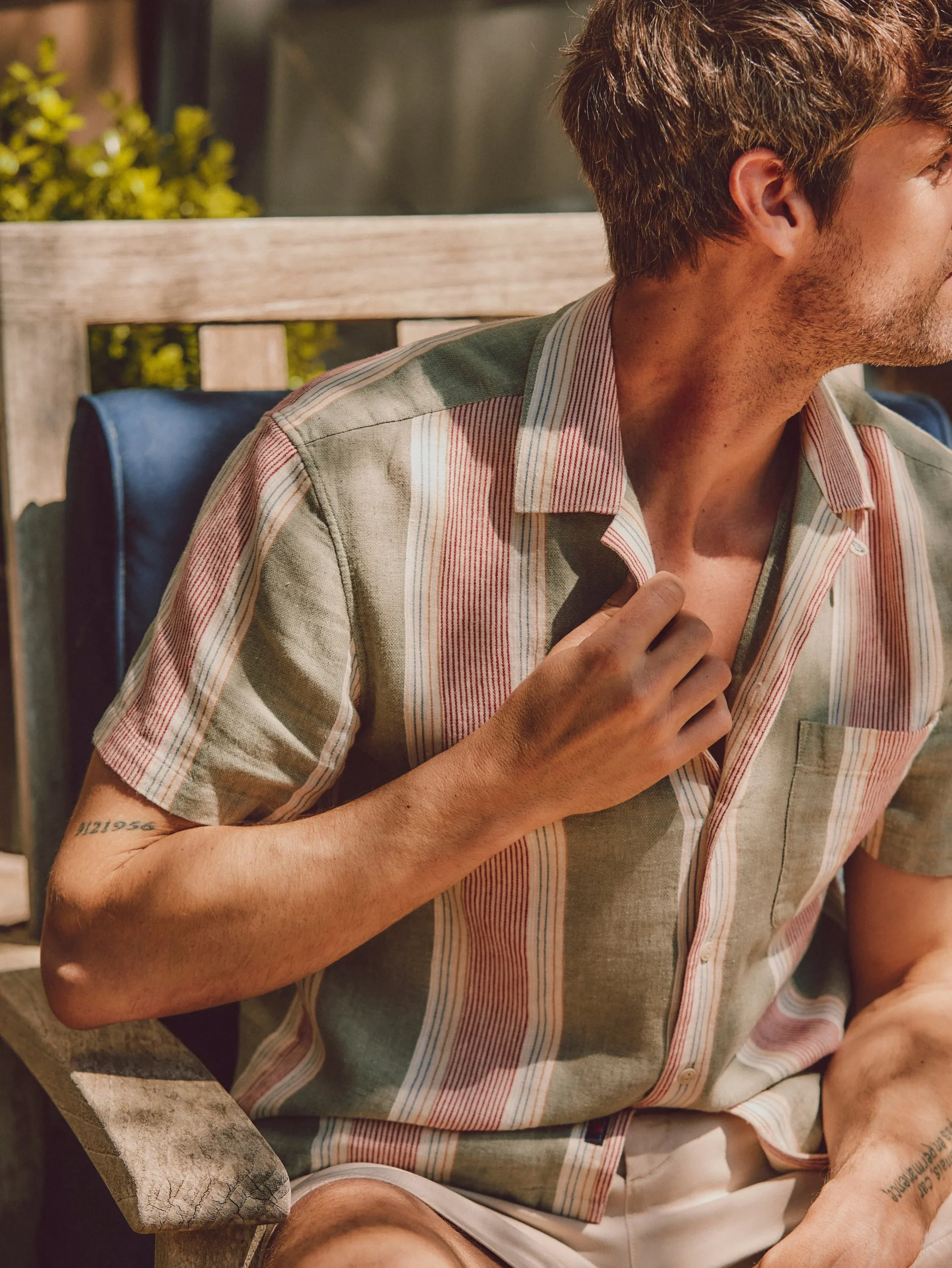 Short-Sleeve Hemp Blend Camp Shirt -*Faherty Brand Outlet