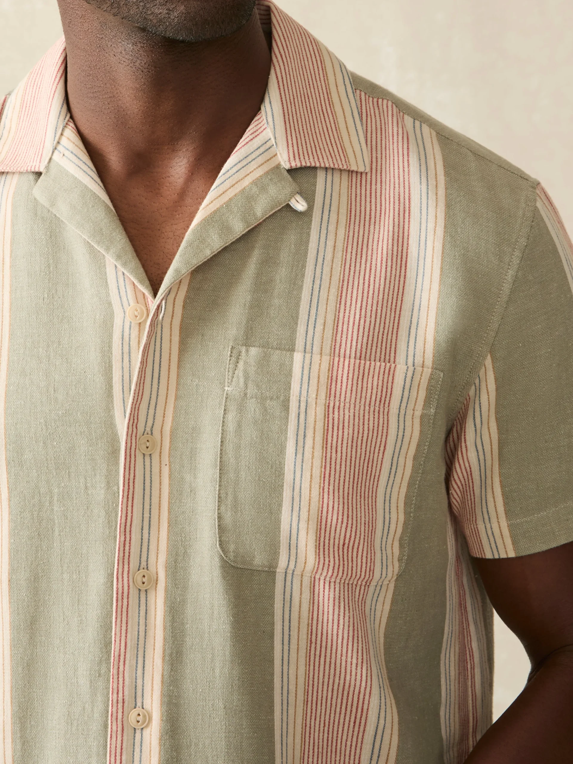 Short-Sleeve Hemp Blend Camp Shirt -*Faherty Brand Outlet