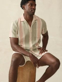 Short-Sleeve Hemp Blend Camp Shirt -*Faherty Brand Outlet