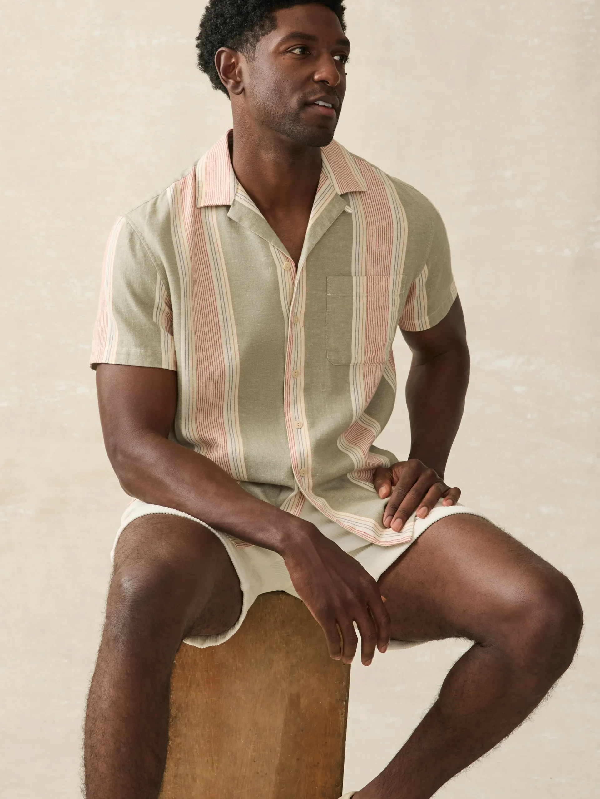 Short-Sleeve Hemp Blend Camp Shirt -*Faherty Brand Outlet