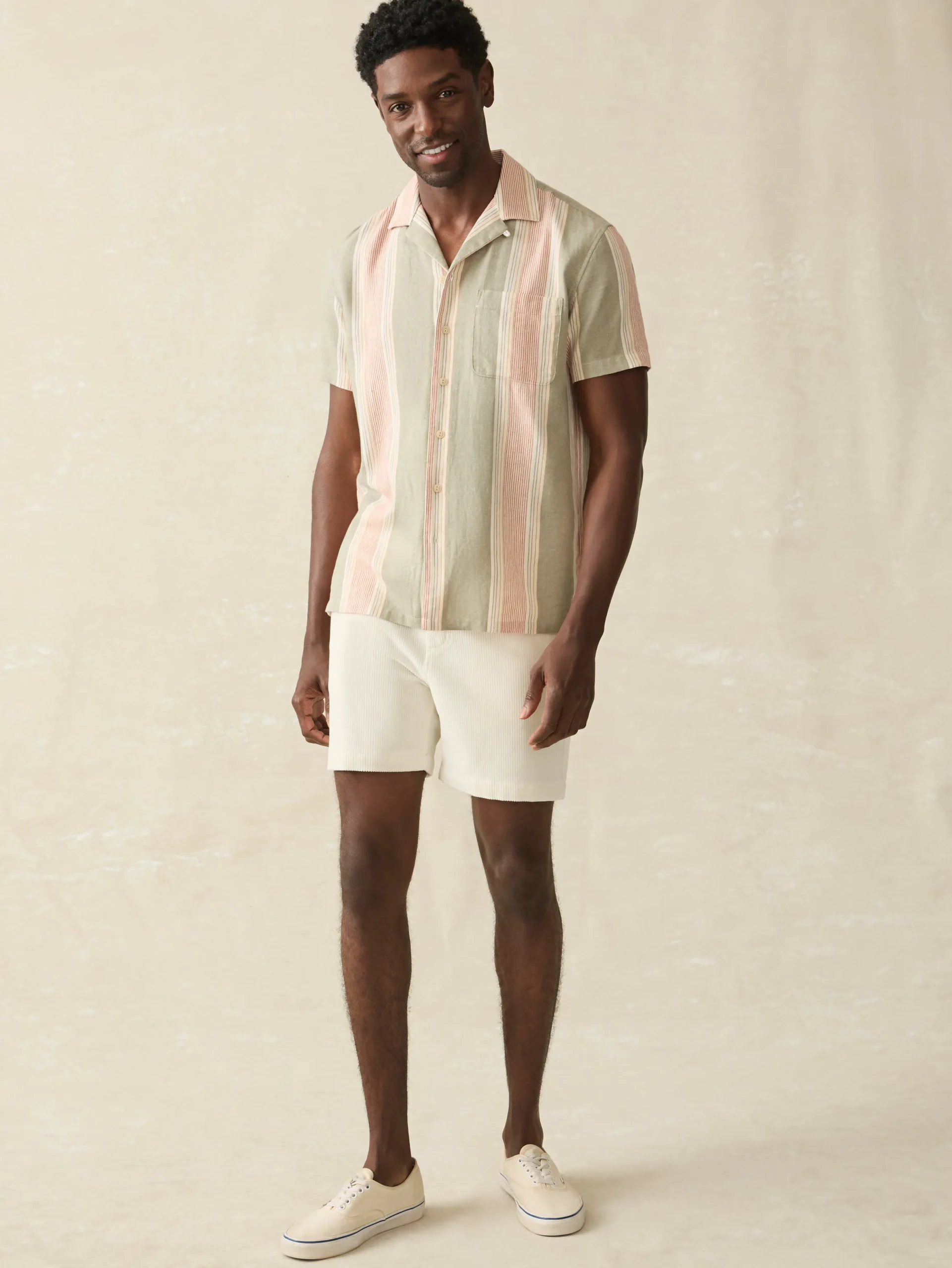 Short-Sleeve Hemp Blend Camp Shirt -*Faherty Brand Outlet