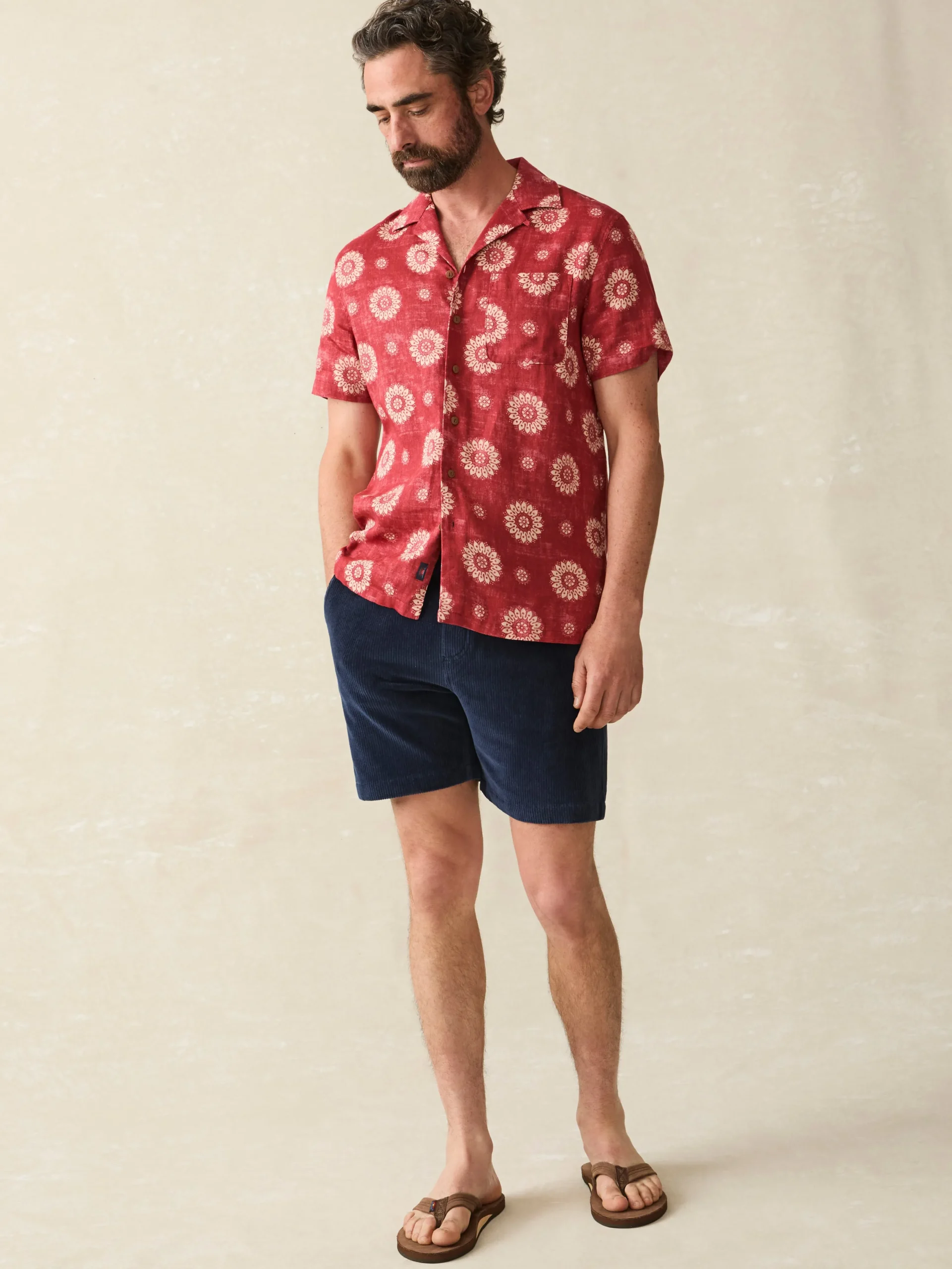 Short-Sleeve Hemp Blend Camp Shirt -*Faherty Brand
