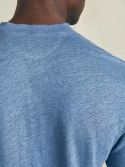 Short-Sleeve Linen Henley -*Faherty Brand Outlet