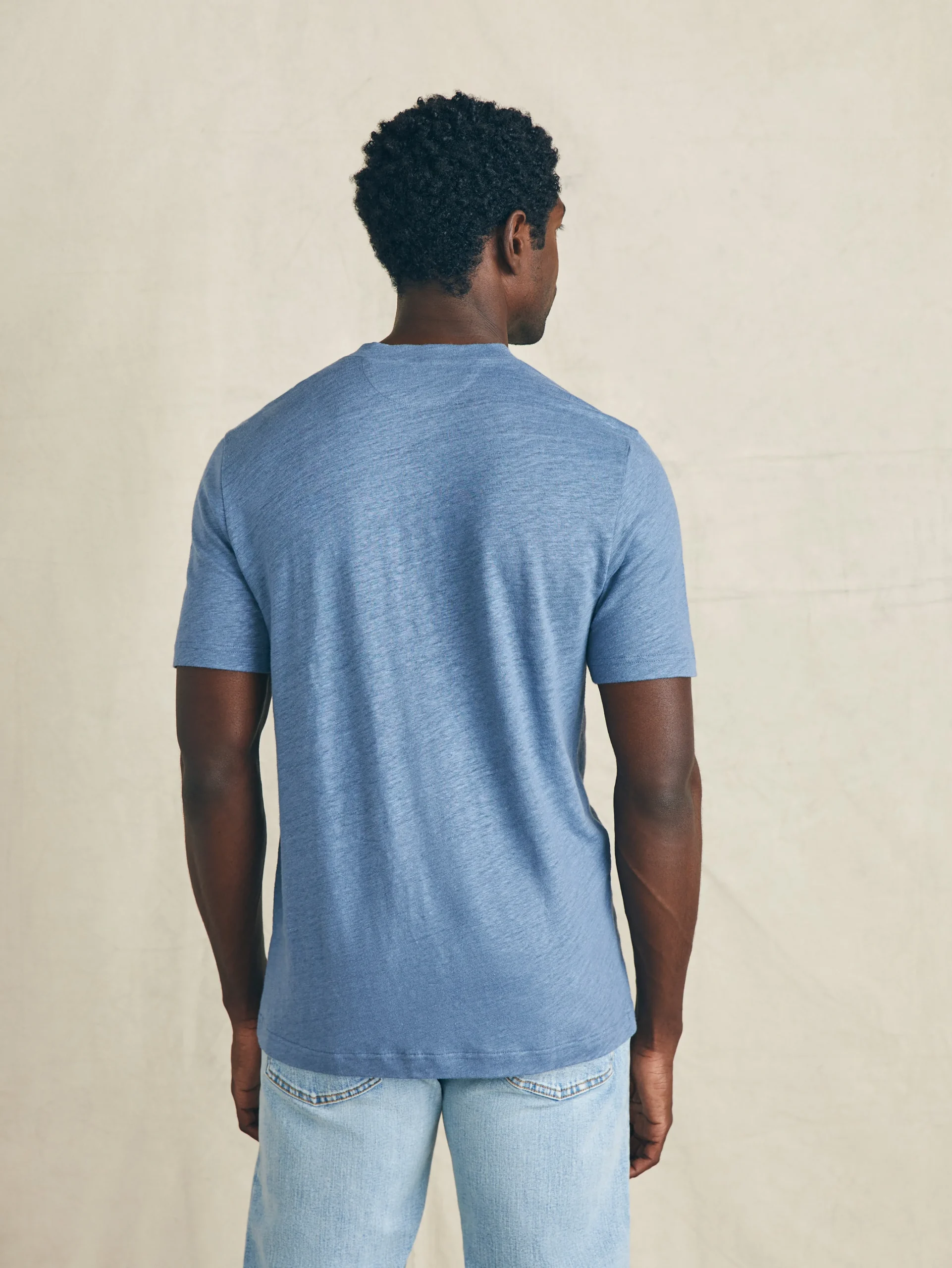 Short-Sleeve Linen Henley -*Faherty Brand Outlet