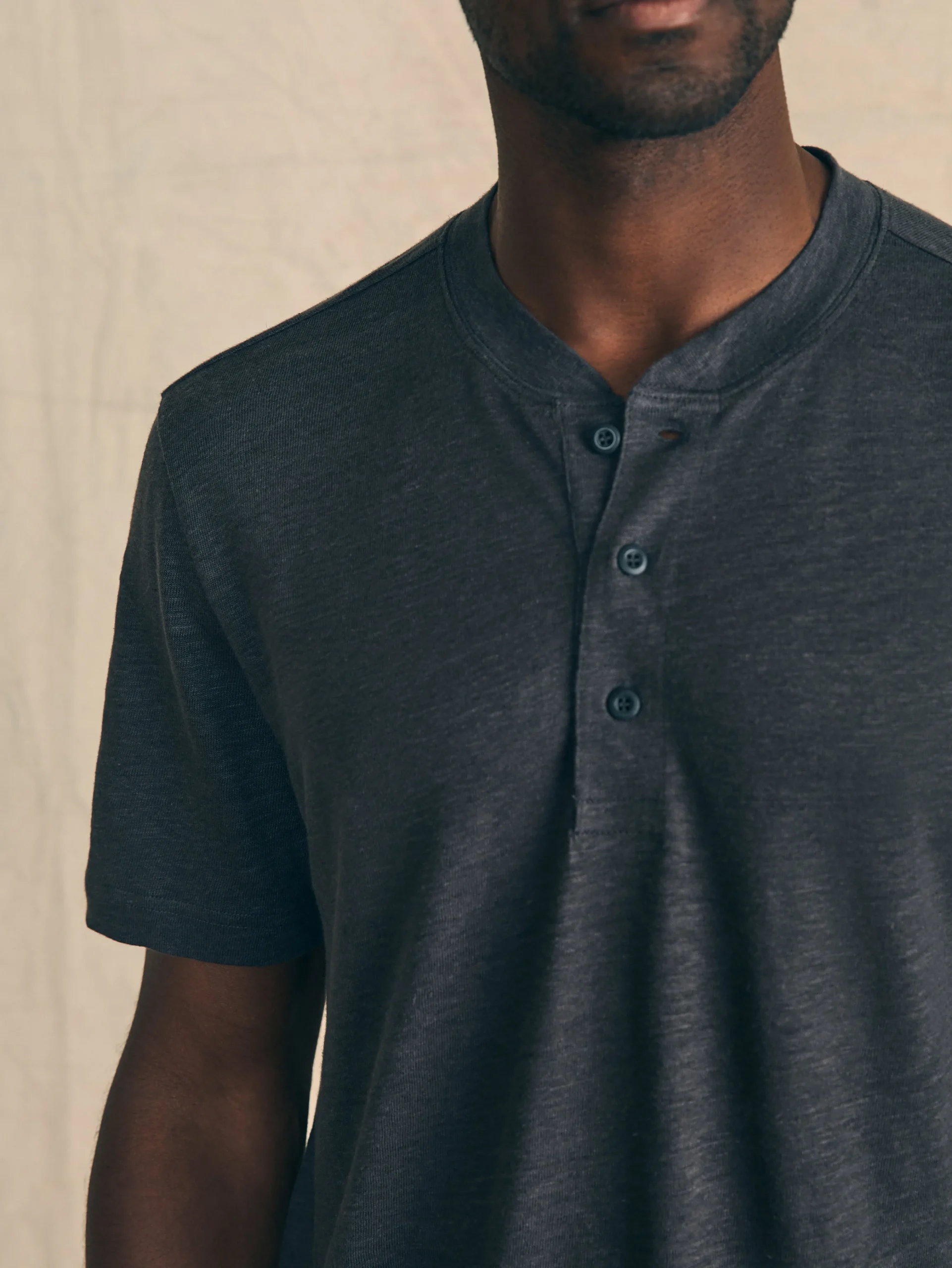 Short-Sleeve Linen Henley -*Faherty Brand Online