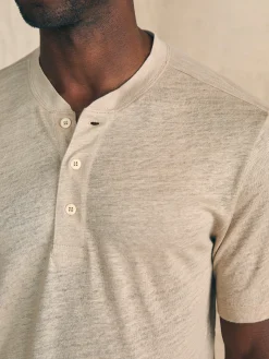 Short-Sleeve Linen Henley -*Faherty Brand Clearance