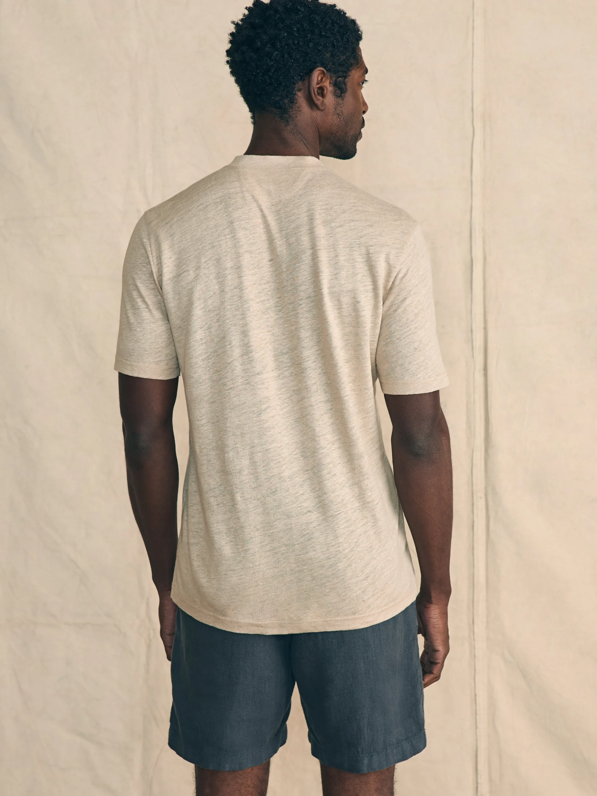Short-Sleeve Linen Henley -*Faherty Brand Clearance