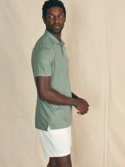 Short-Sleeve Linen Polo -*Faherty Brand New