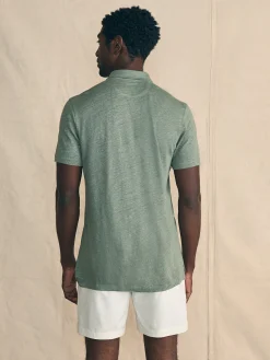 Short-Sleeve Linen Polo -*Faherty Brand New
