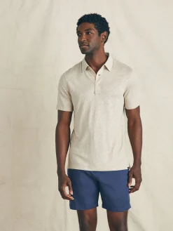 Short-Sleeve Linen Polo -*Faherty Brand Sale