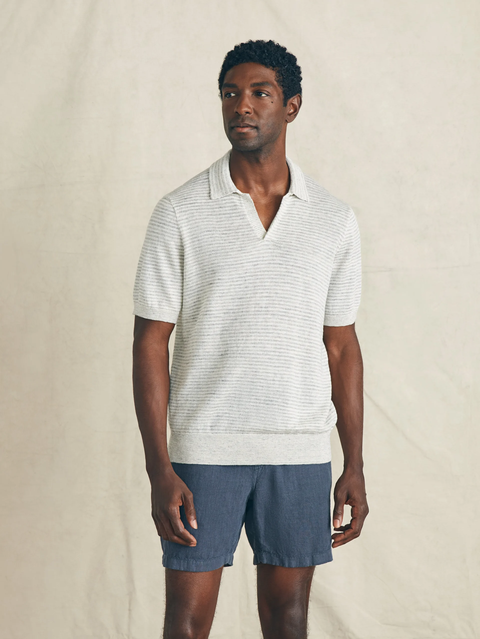 Short-Sleeve Linen Sweater Polo -*Faherty Brand Clearance