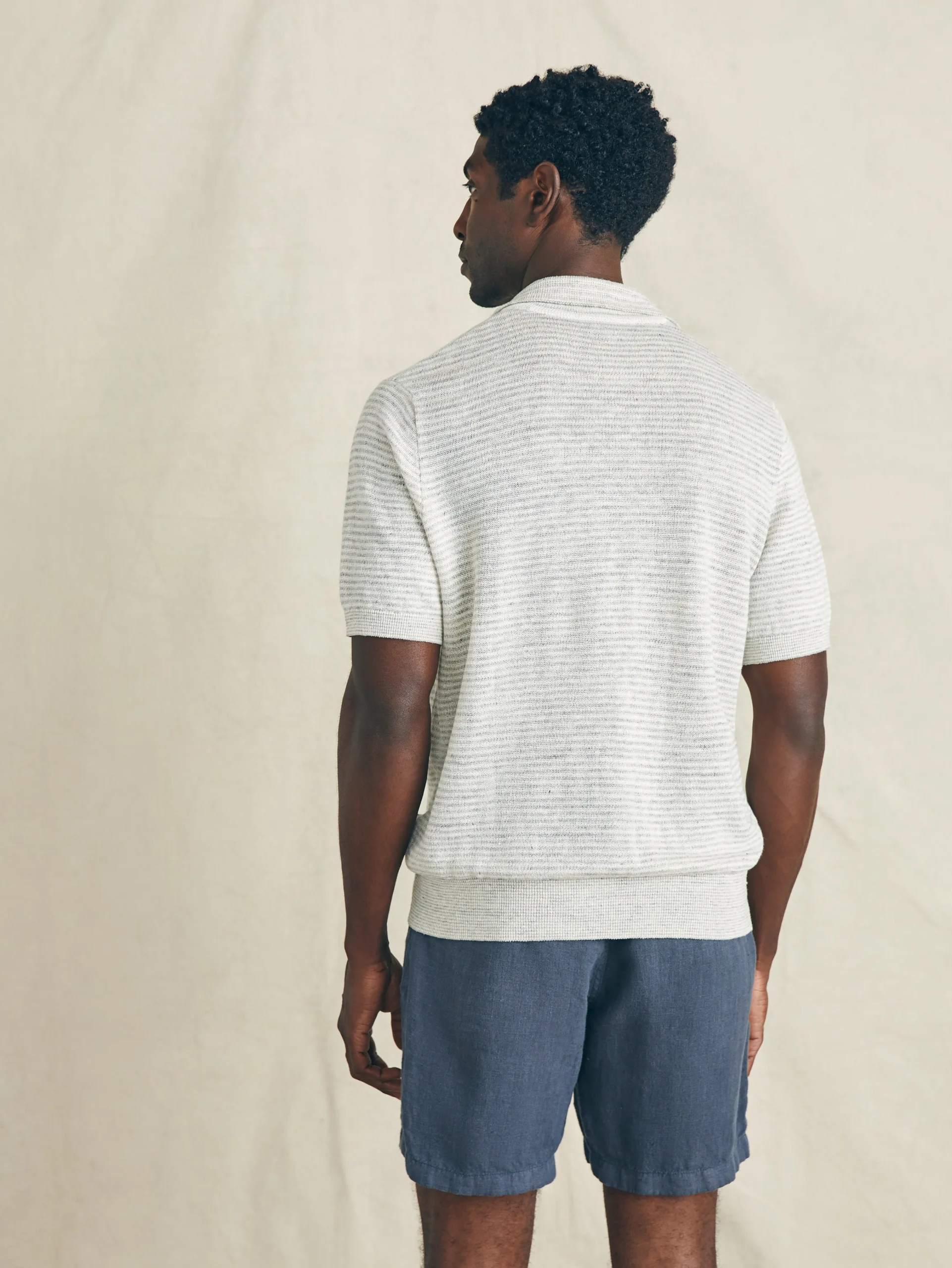 Short-Sleeve Linen Sweater Polo -*Faherty Brand Clearance