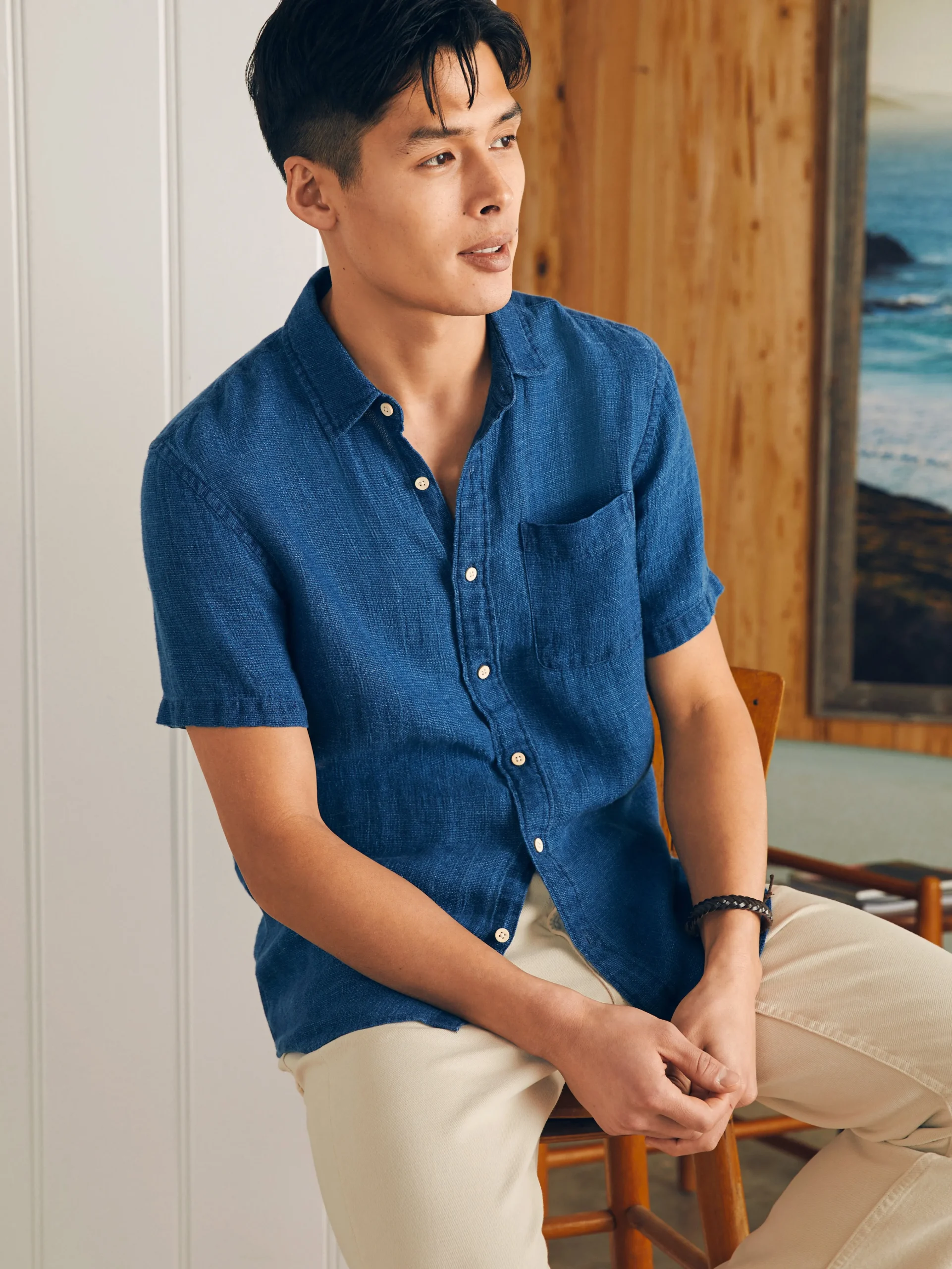 Short-Sleeve Palma Linen Shirt -*Faherty Brand New