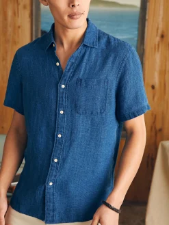 Short-Sleeve Palma Linen Shirt -*Faherty Brand New