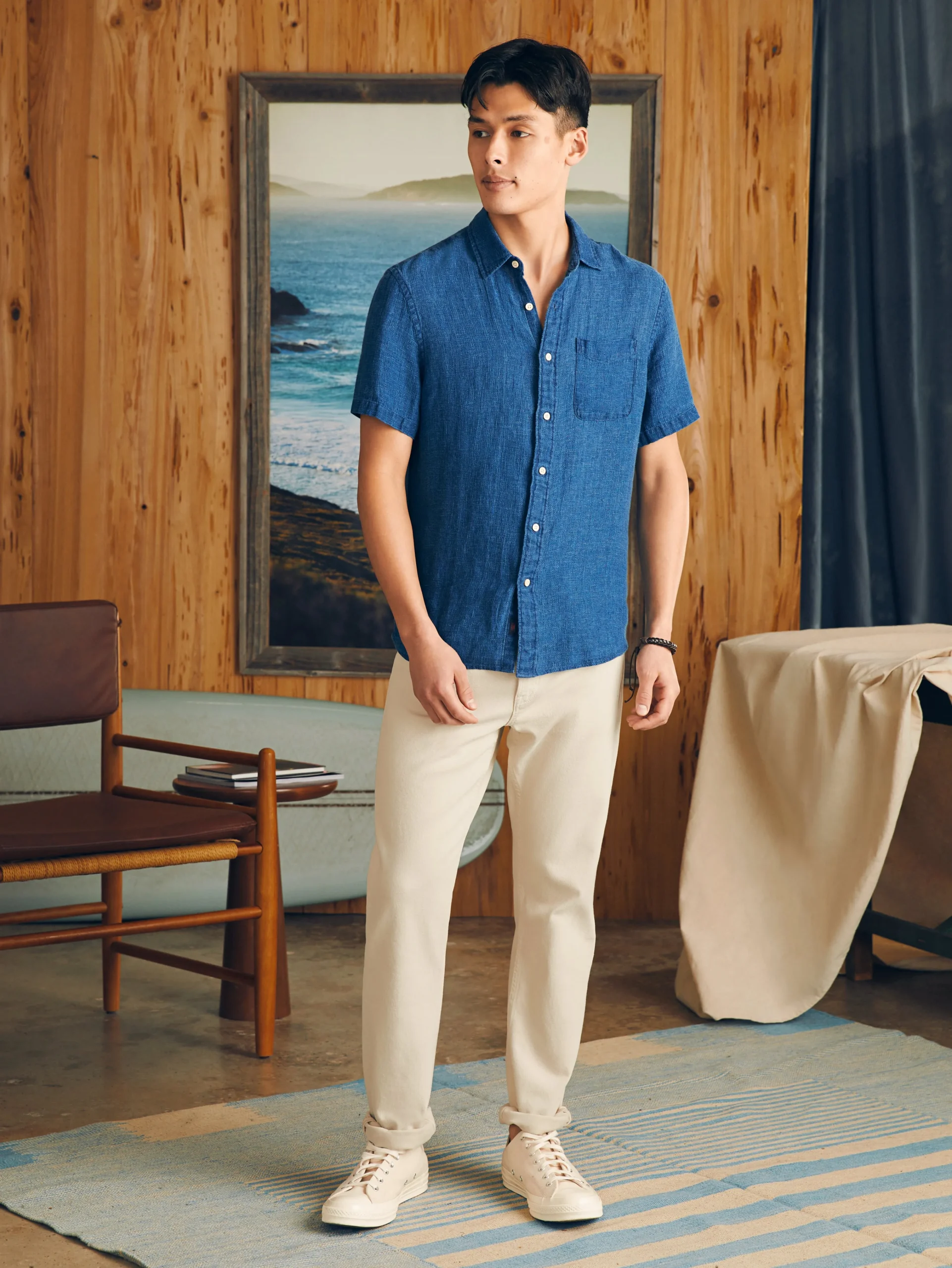 Short-Sleeve Palma Linen Shirt -*Faherty Brand New