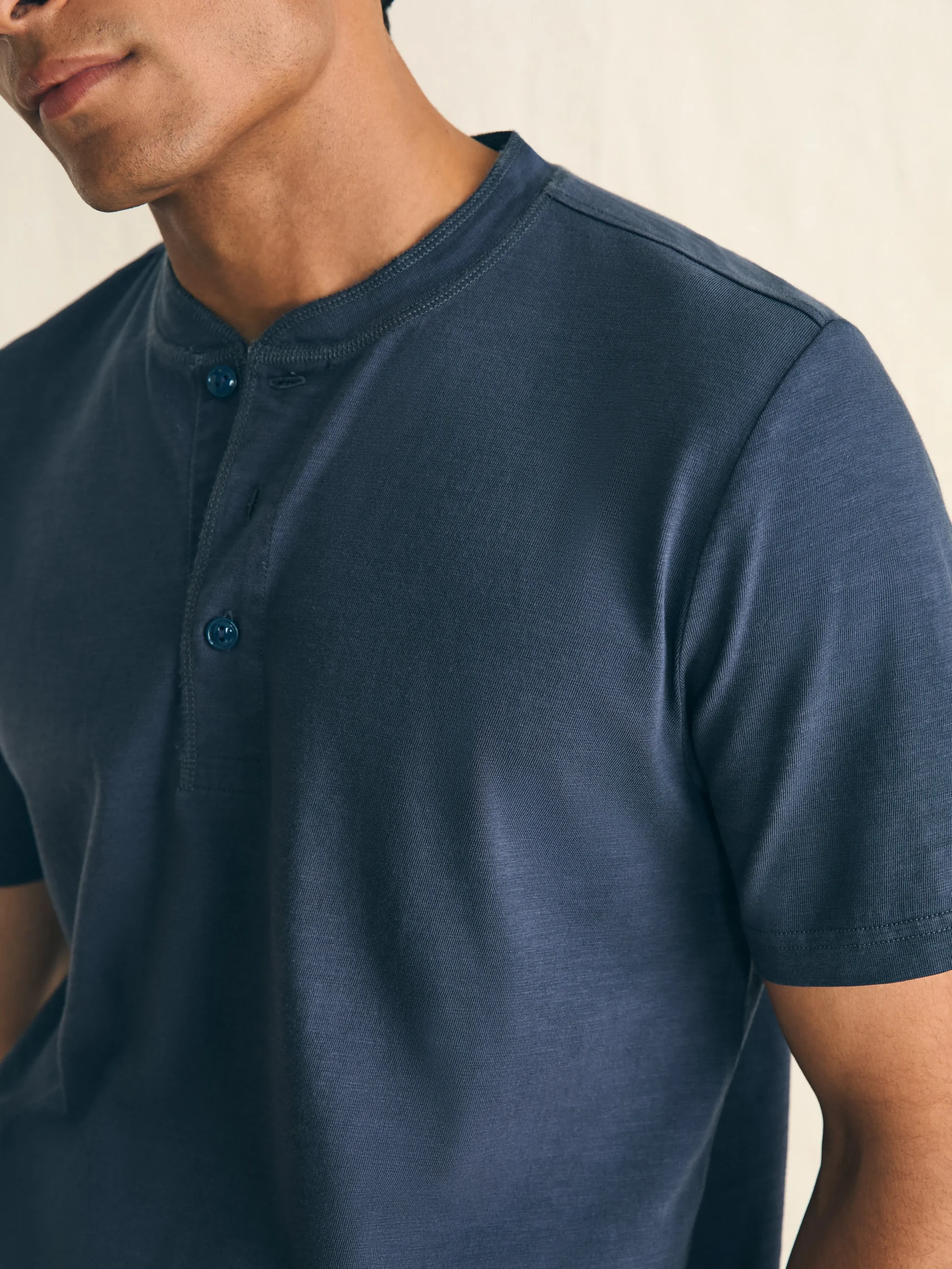 Short-Sleeve Sunwashed Henley -*Faherty Brand Discount