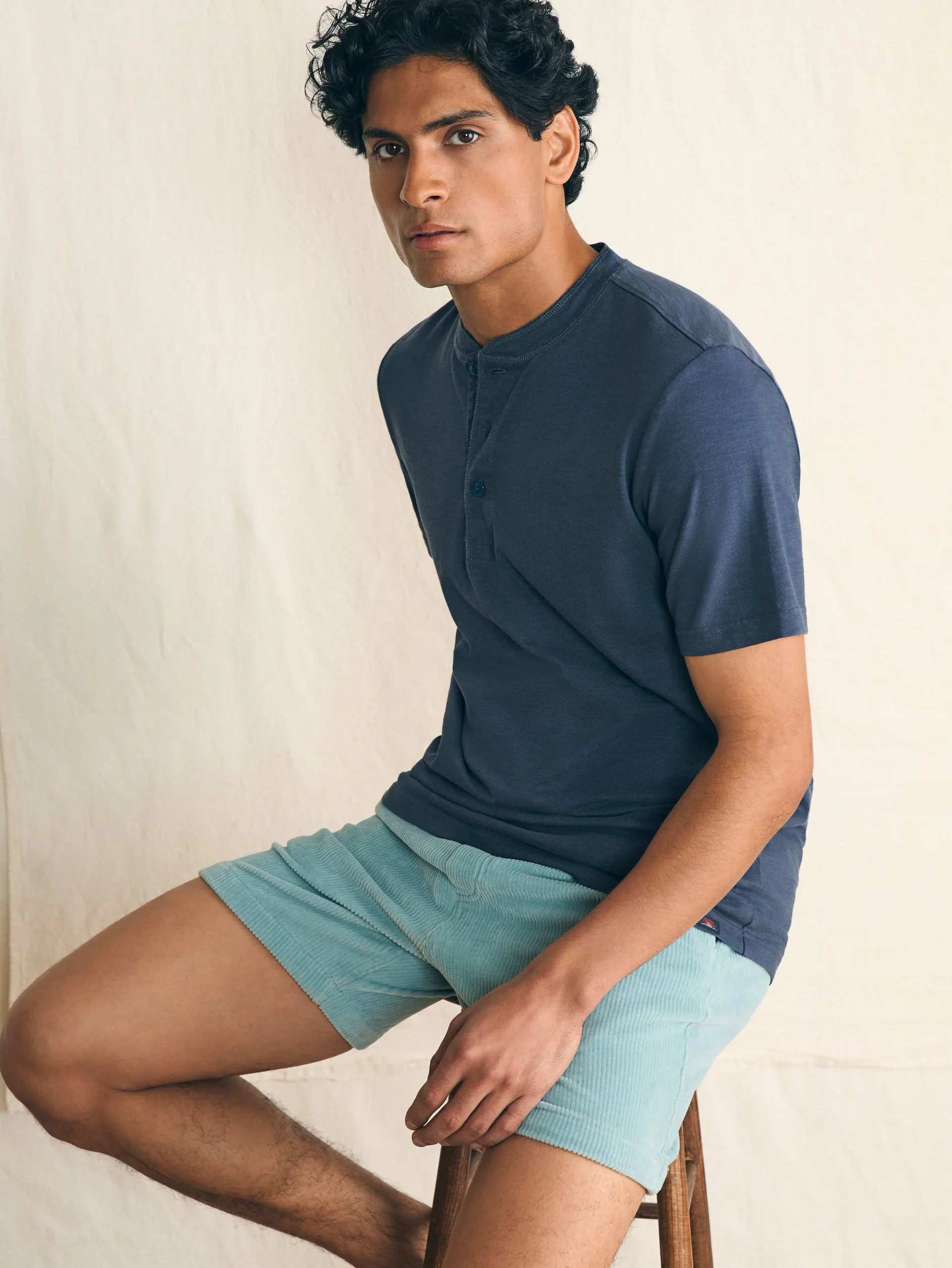 Short-Sleeve Sunwashed Henley -*Faherty Brand Discount