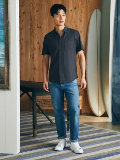 Short-Sleeve Sunwashed Knit Shirt (Single Pocket) -*Faherty Brand Outlet