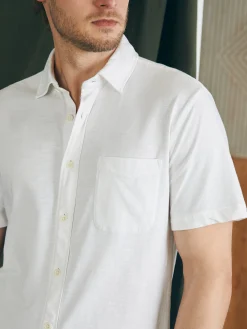 Short-Sleeve Sunwashed Knit Shirt (Single Pocket) -*Faherty Brand