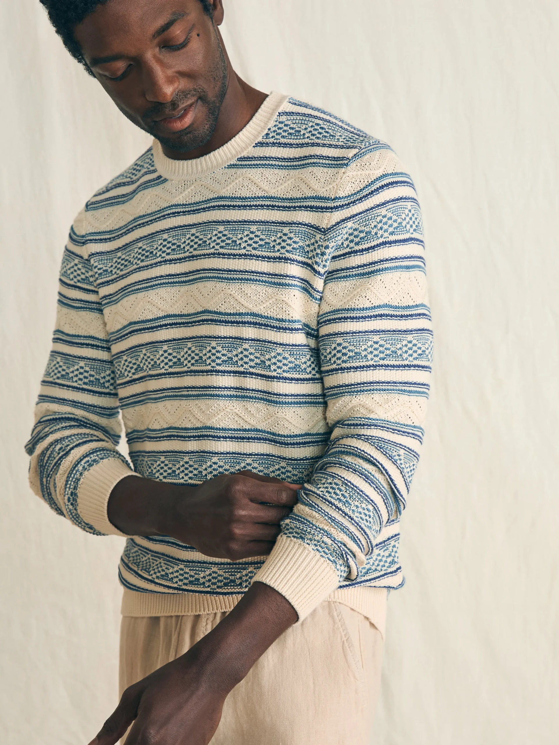Striped Crew Sweater -*Faherty Brand Hot