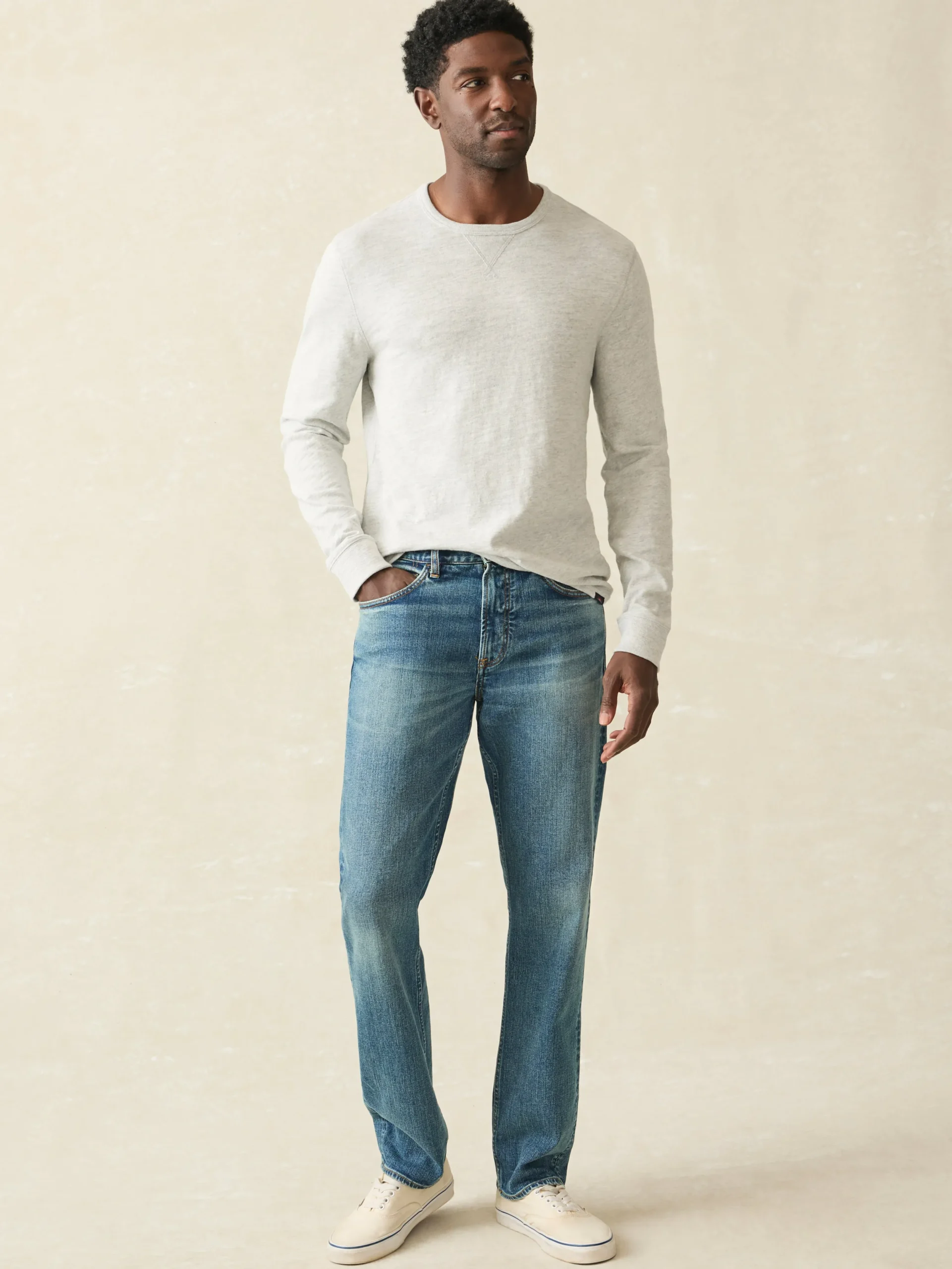 Sunwashed Slub Crew -*Faherty Brand Clearance