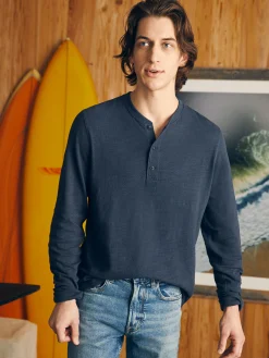 Sunwashed Slub Henley -*Faherty Brand Clearance
