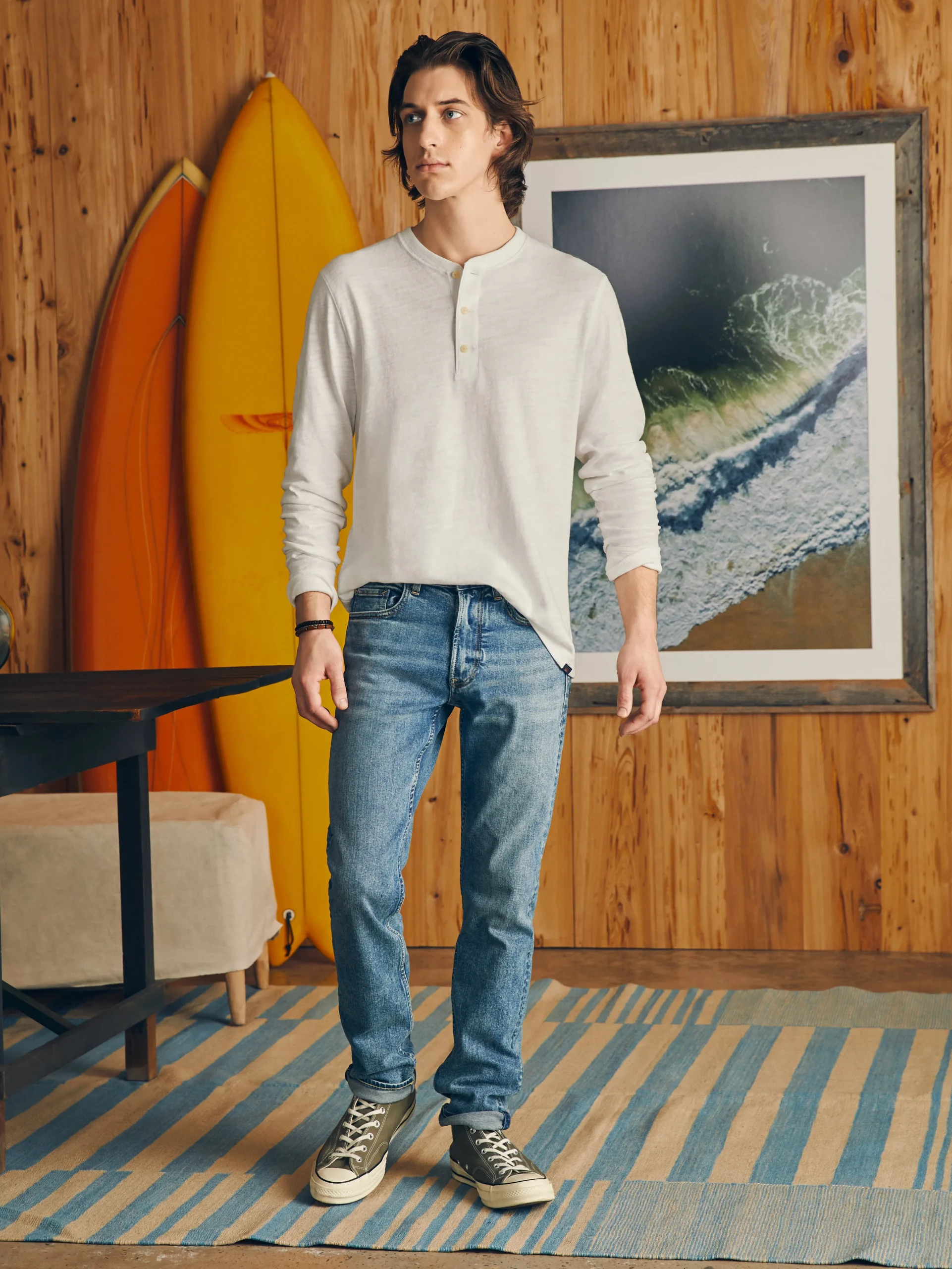 Sunwashed Slub Henley -*Faherty Brand New