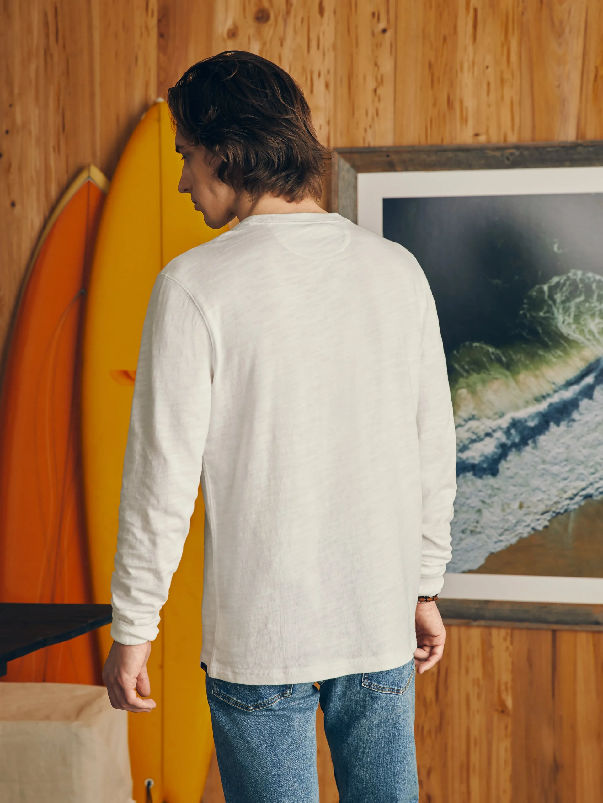 Sunwashed Slub Henley -*Faherty Brand New